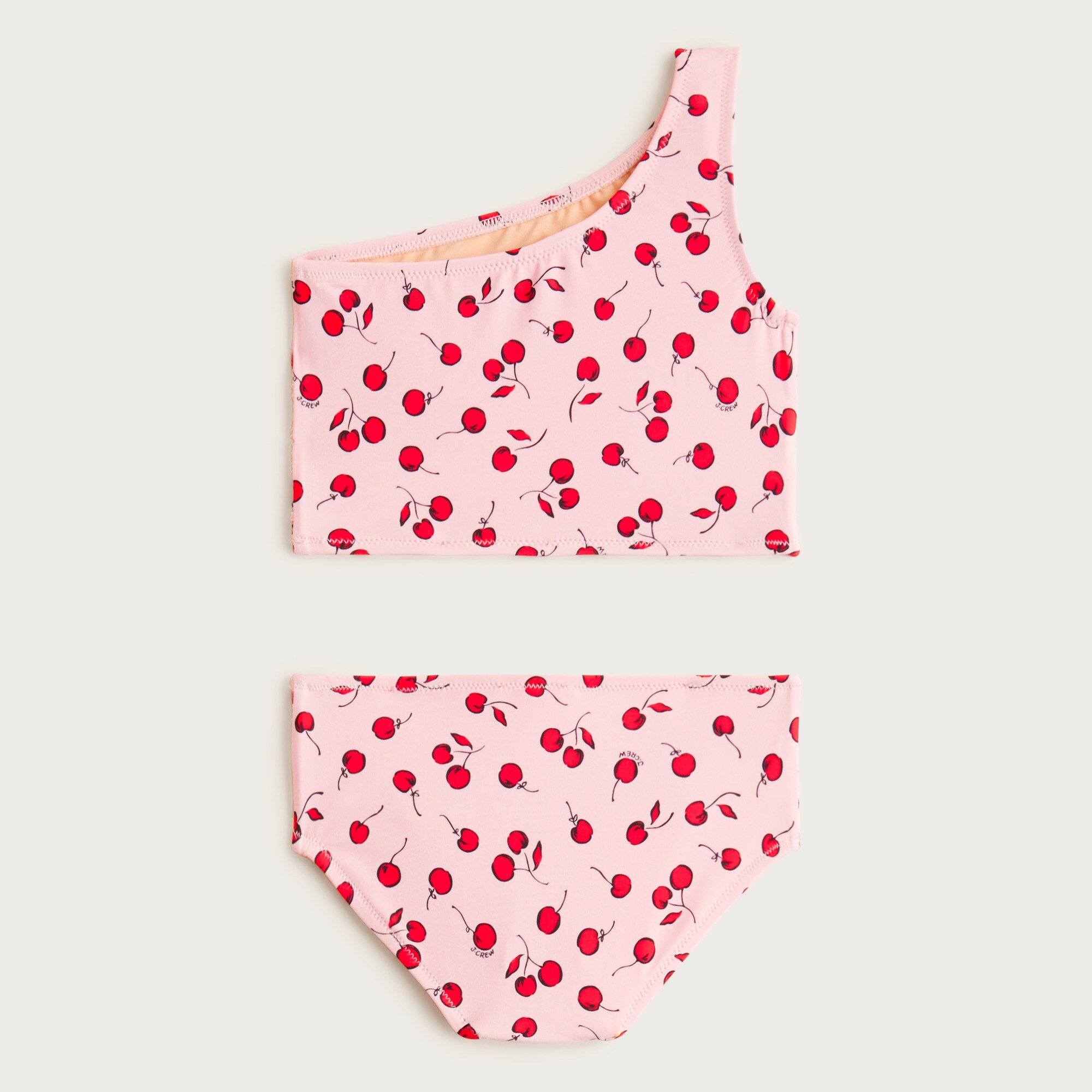 Girls' ruched one-shoulder two-piece swimsuit