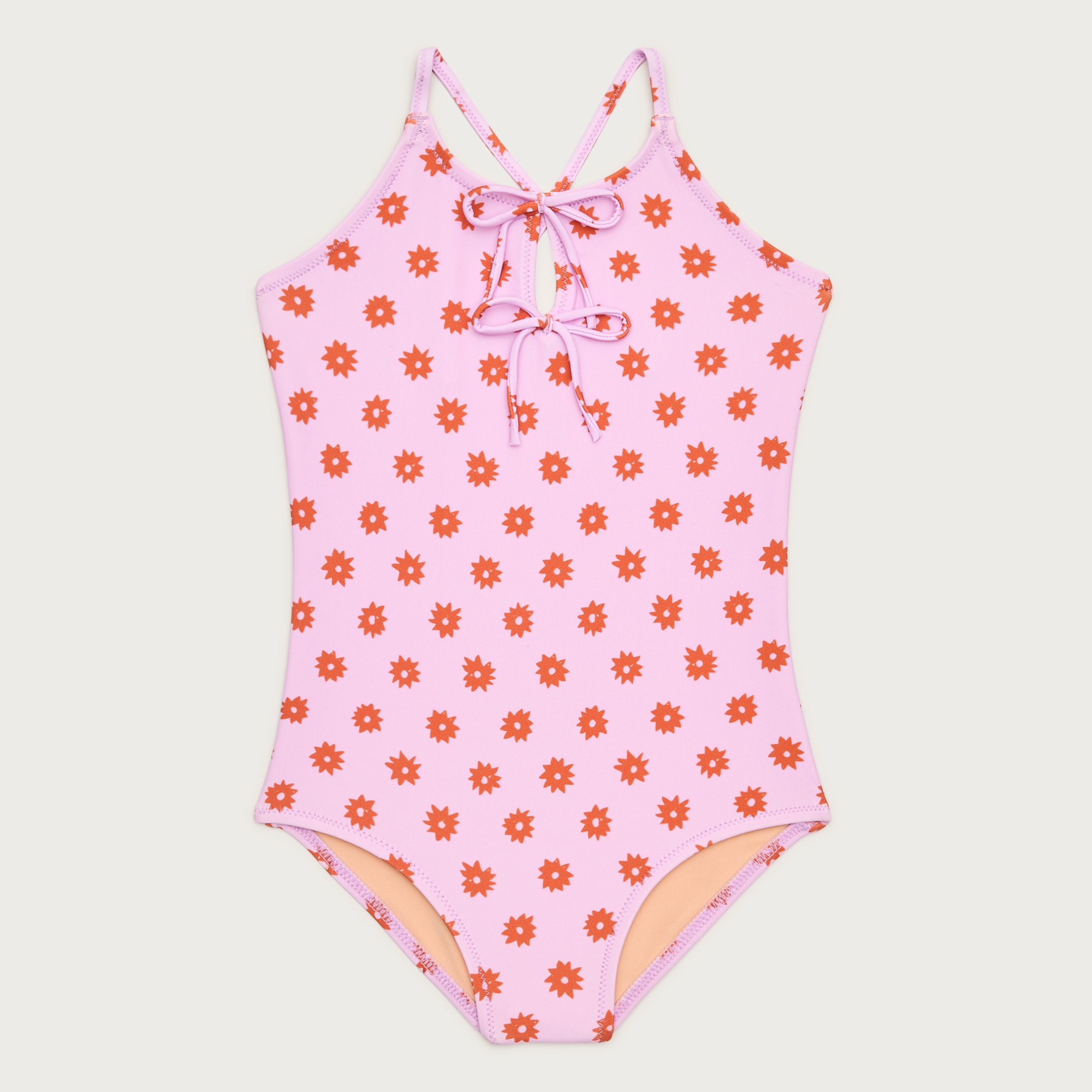 Girls' double-bow one-piece swimsuit