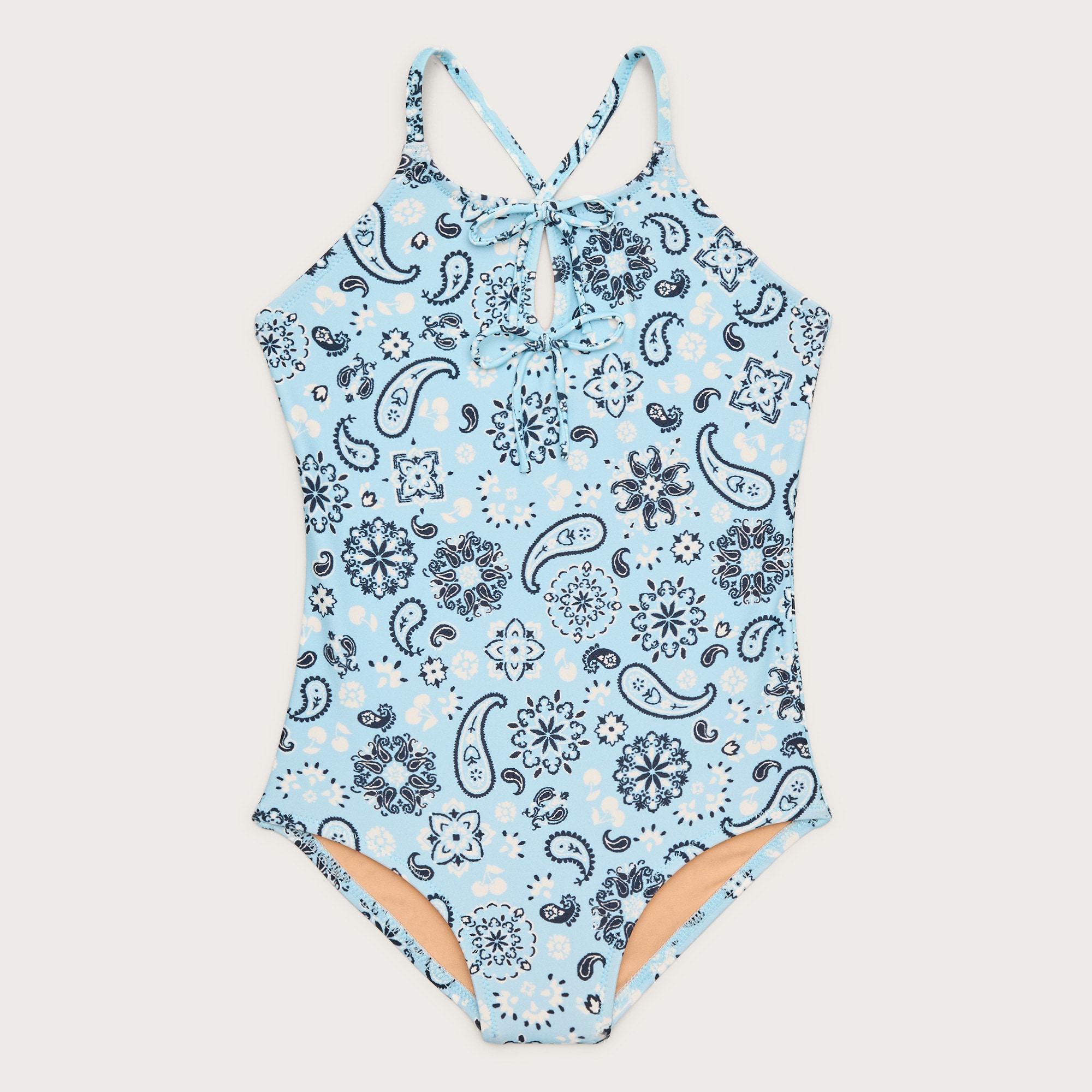 Girls' double-bow one-piece swimsuit