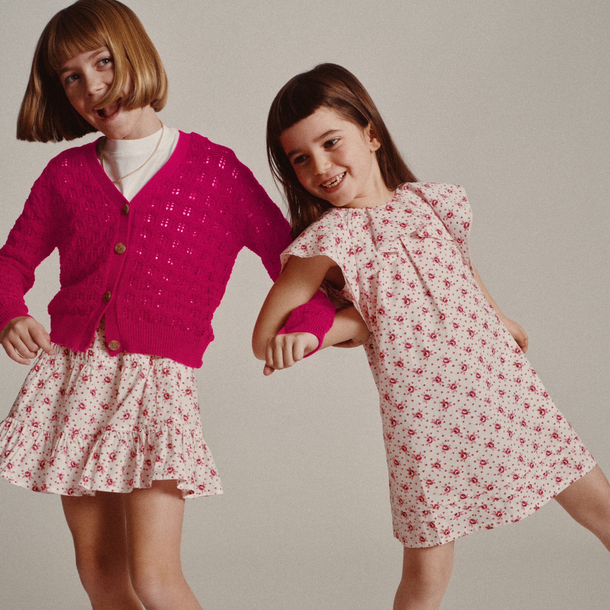 girls Girls' flutter-sleeve dress in rosette floral