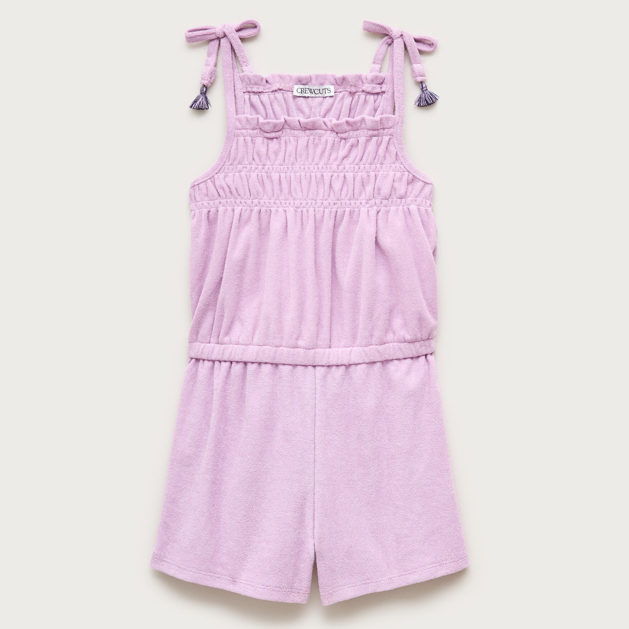 Girls' smocked romper in towel terry