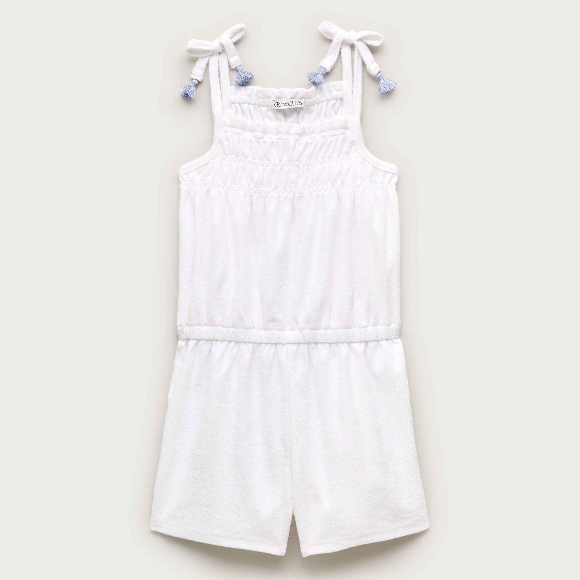  Girls' smocked romper in towel terry