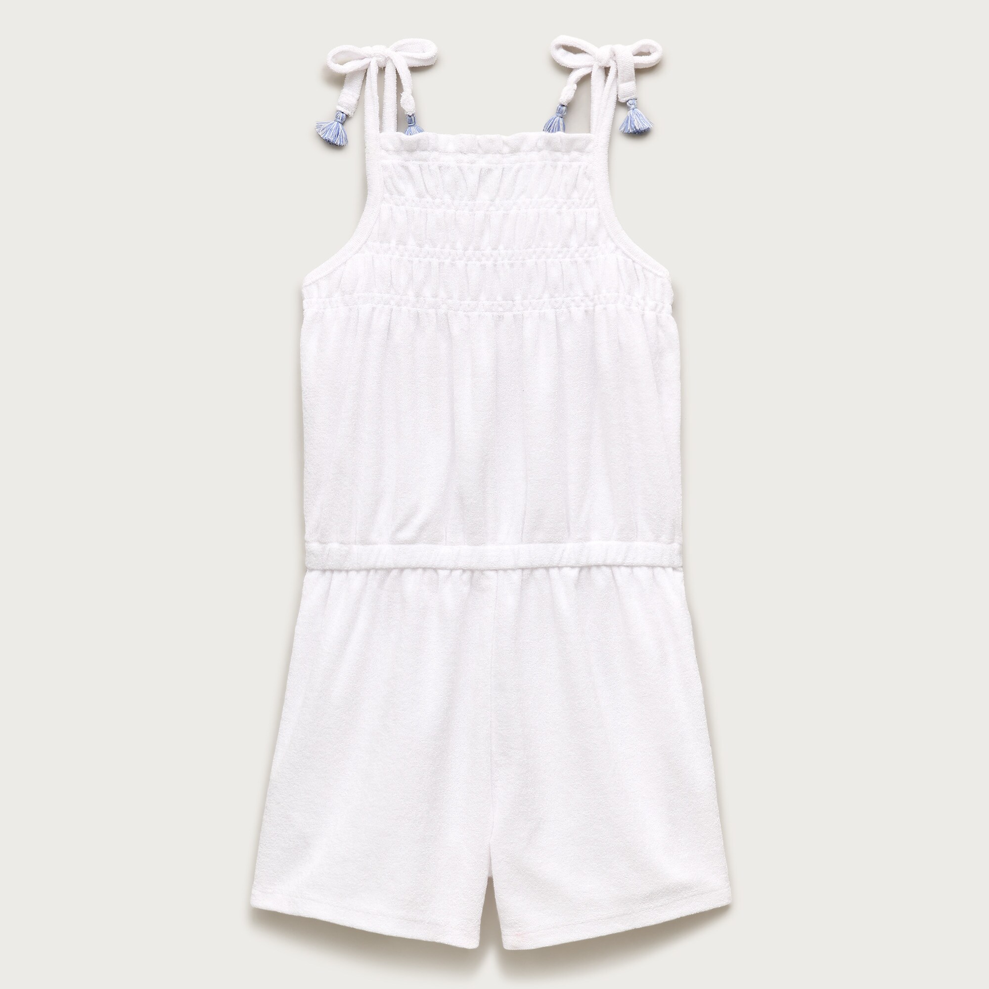 Girls' smocked romper in towel terry