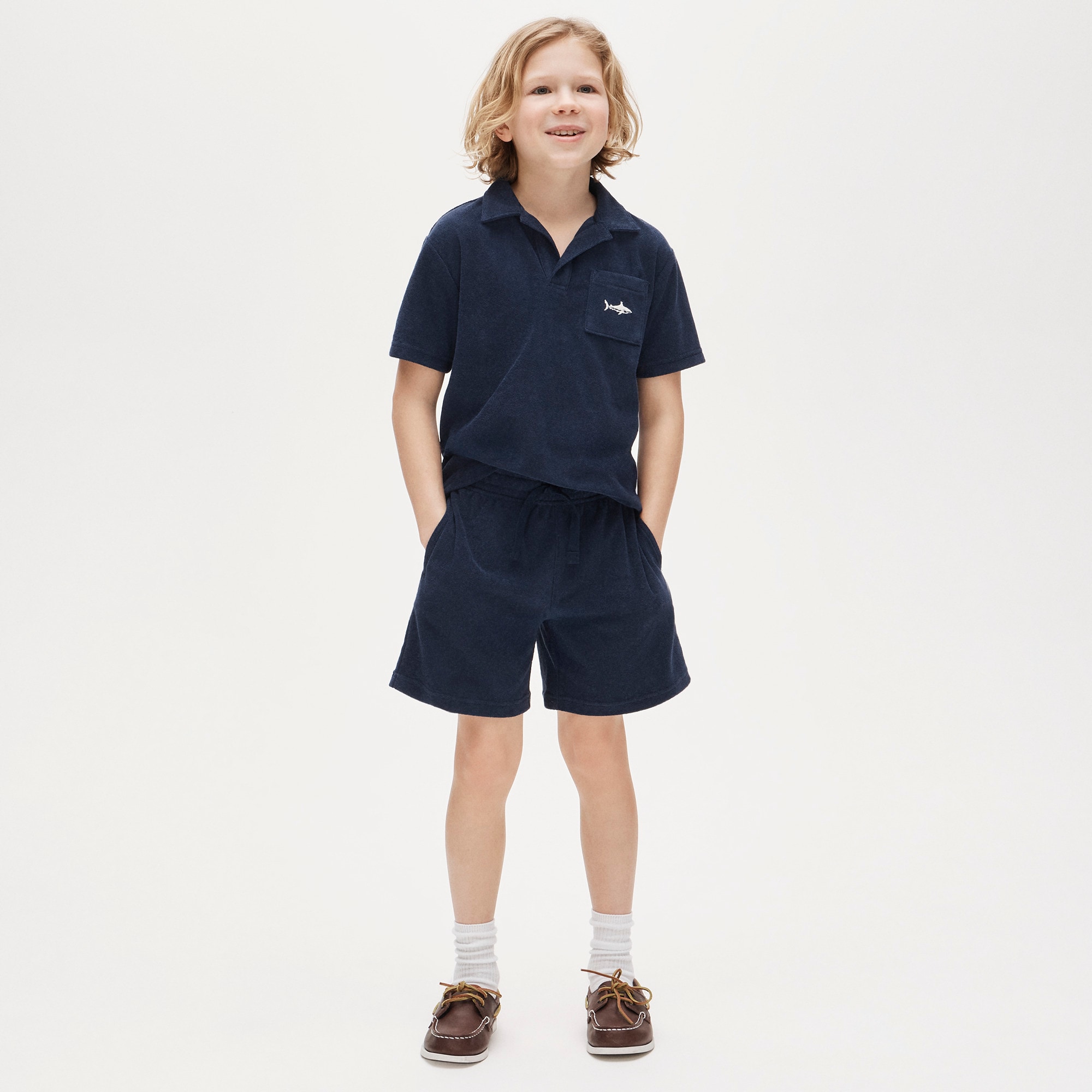 Kids' pull-on short in towel terry