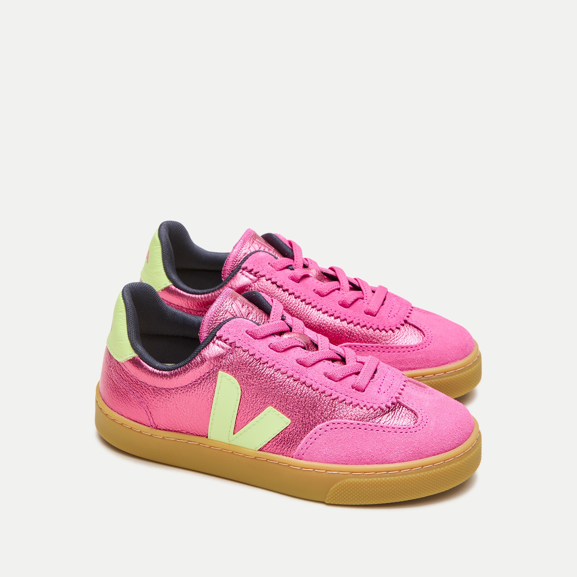 Kids' Veja™ volley metallic leather sneakers