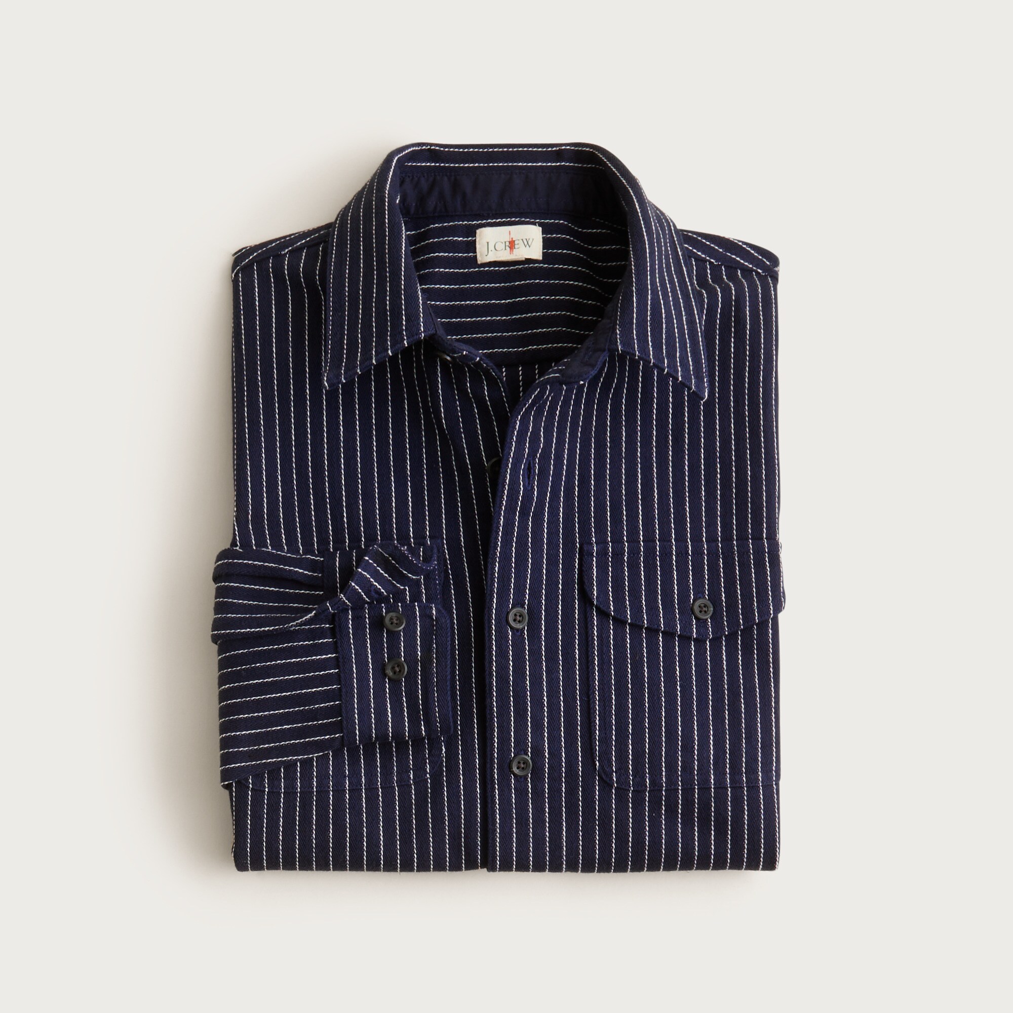Herringbone striped workshirt in cotton