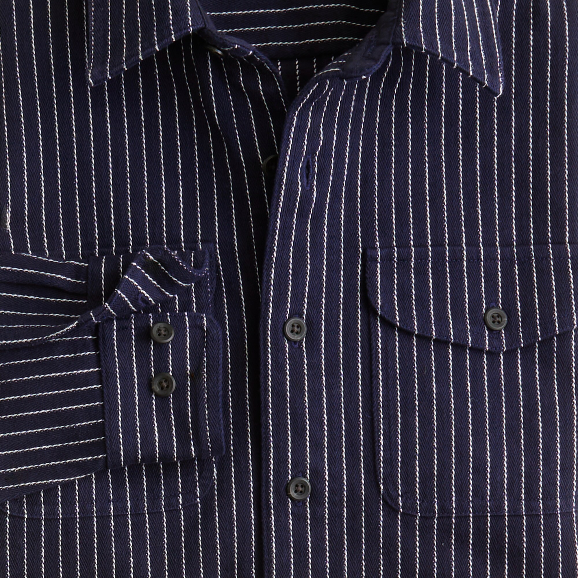 Herringbone striped workshirt in cotton
