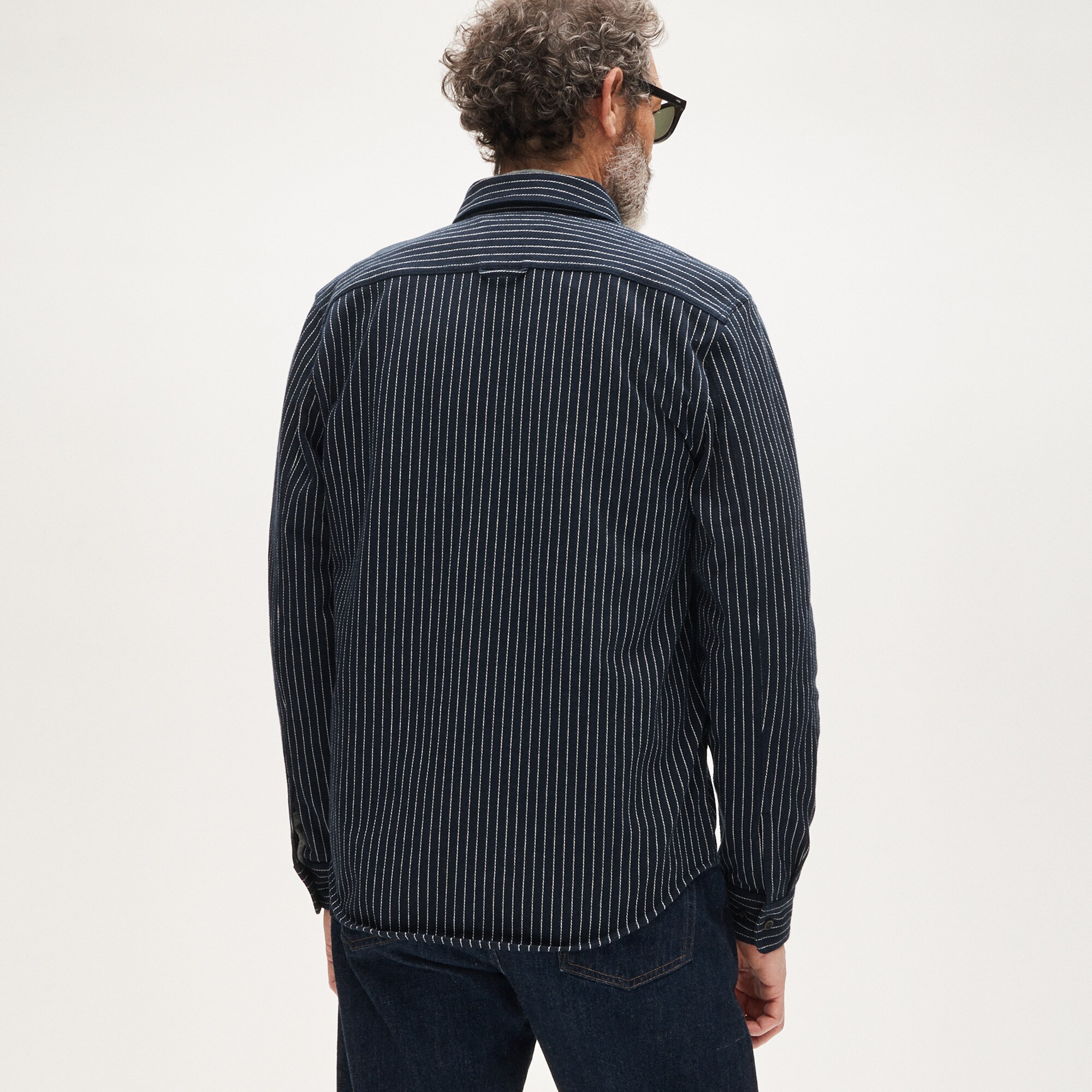 Herringbone striped workshirt in cotton