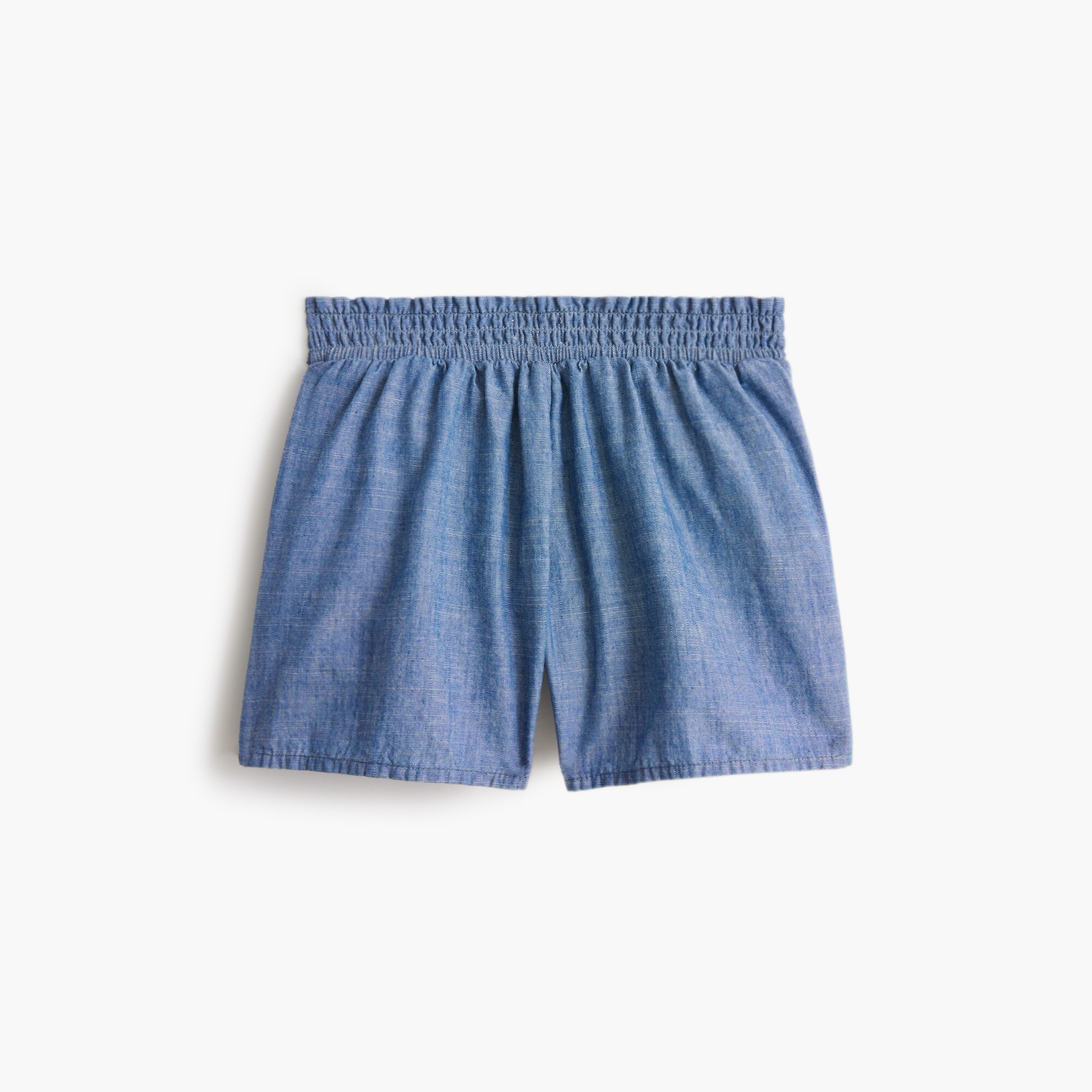 Girls' chambray smocked pull-on short