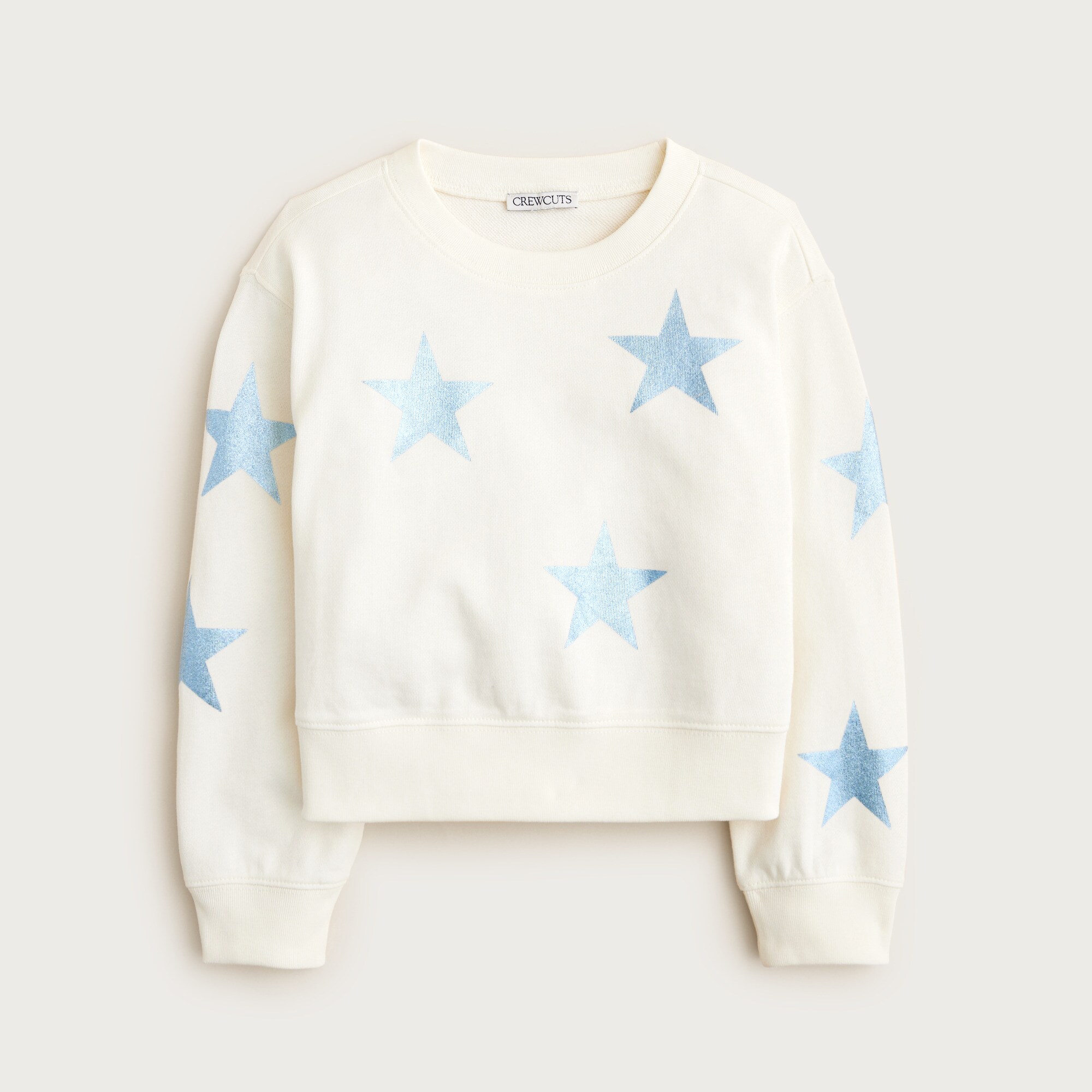  Girls' metallic star crewneck sweatshirt