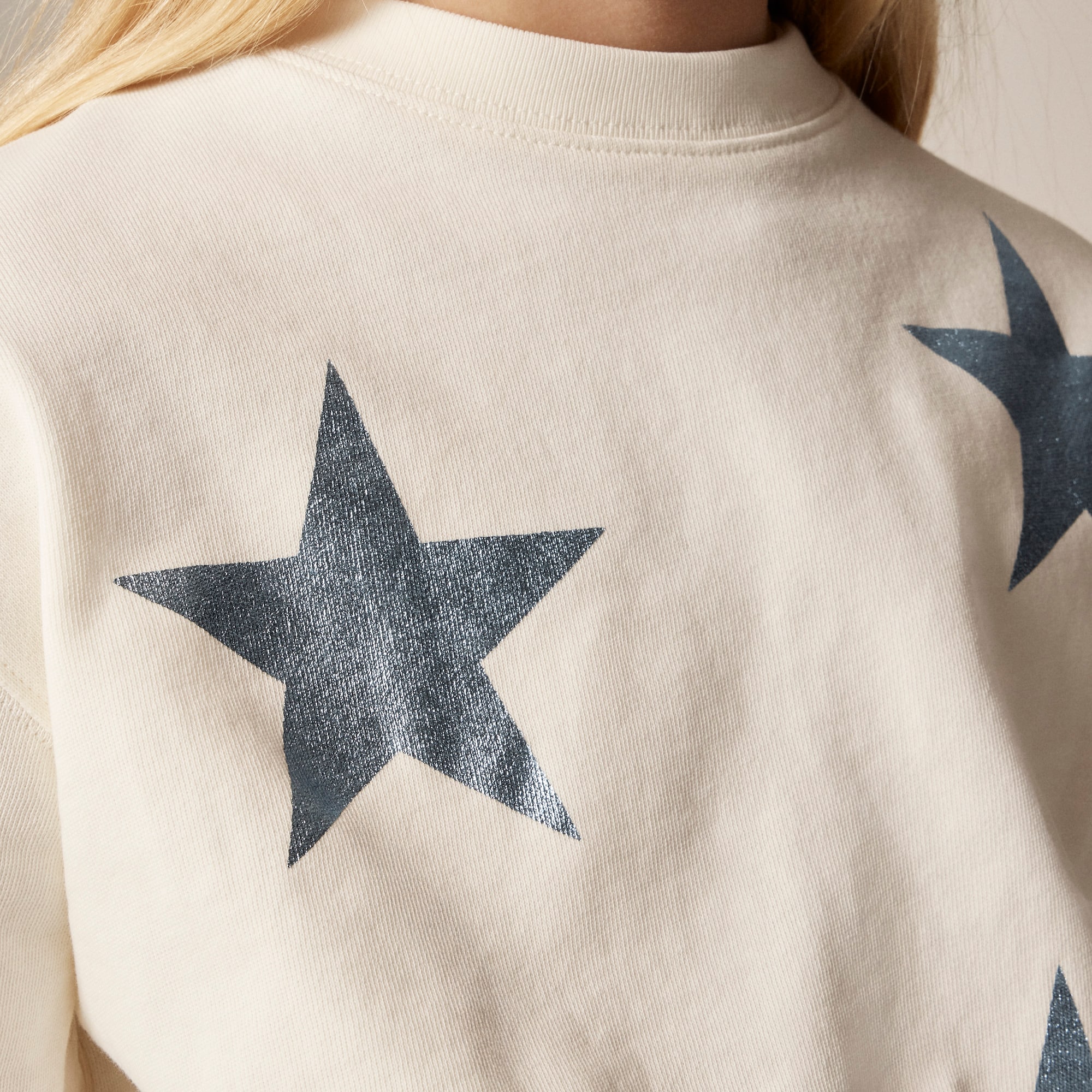 Girls' metallic star crewneck sweatshirt