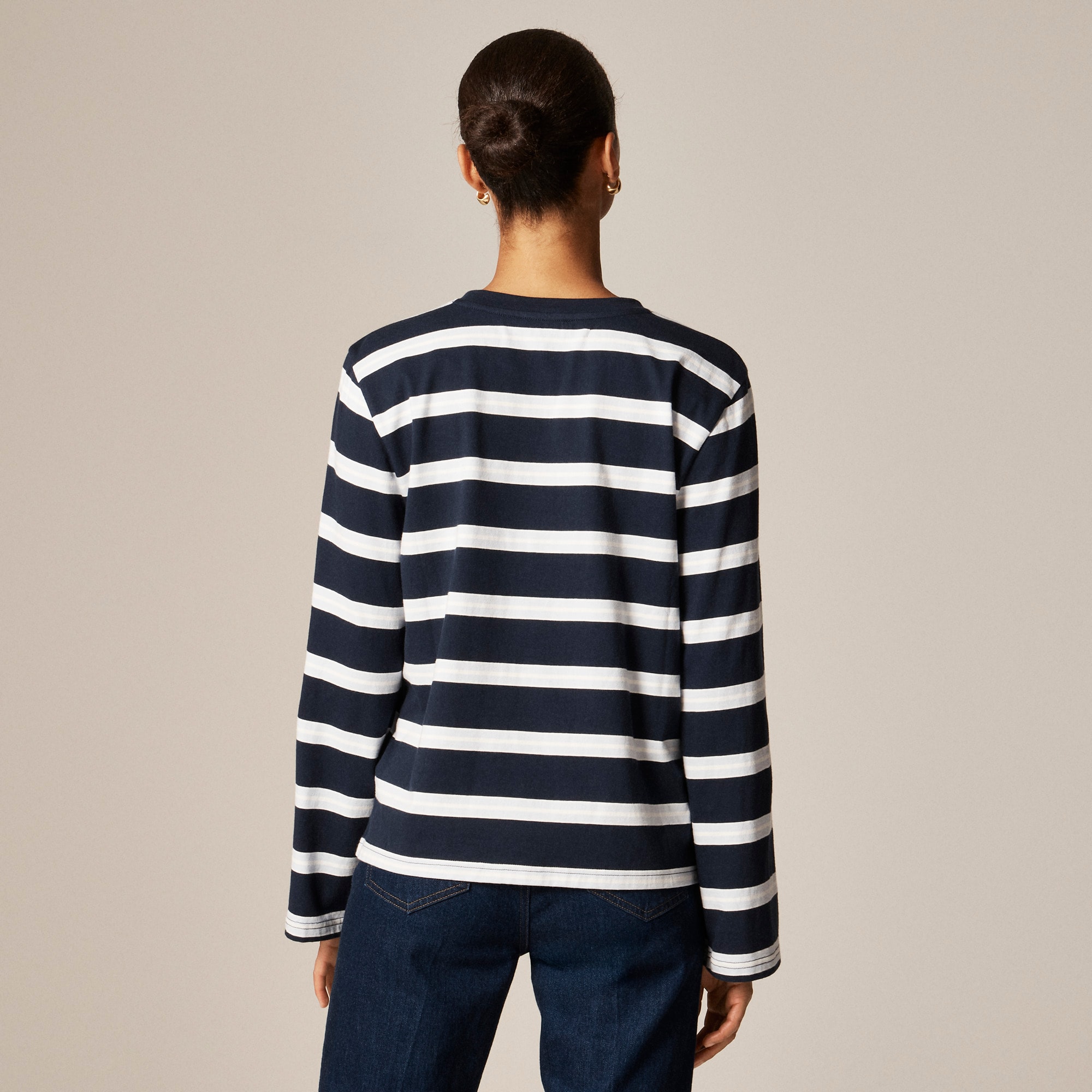 Boyfriend jersey relaxed long-sleeve T-shirt in stripe - image 4