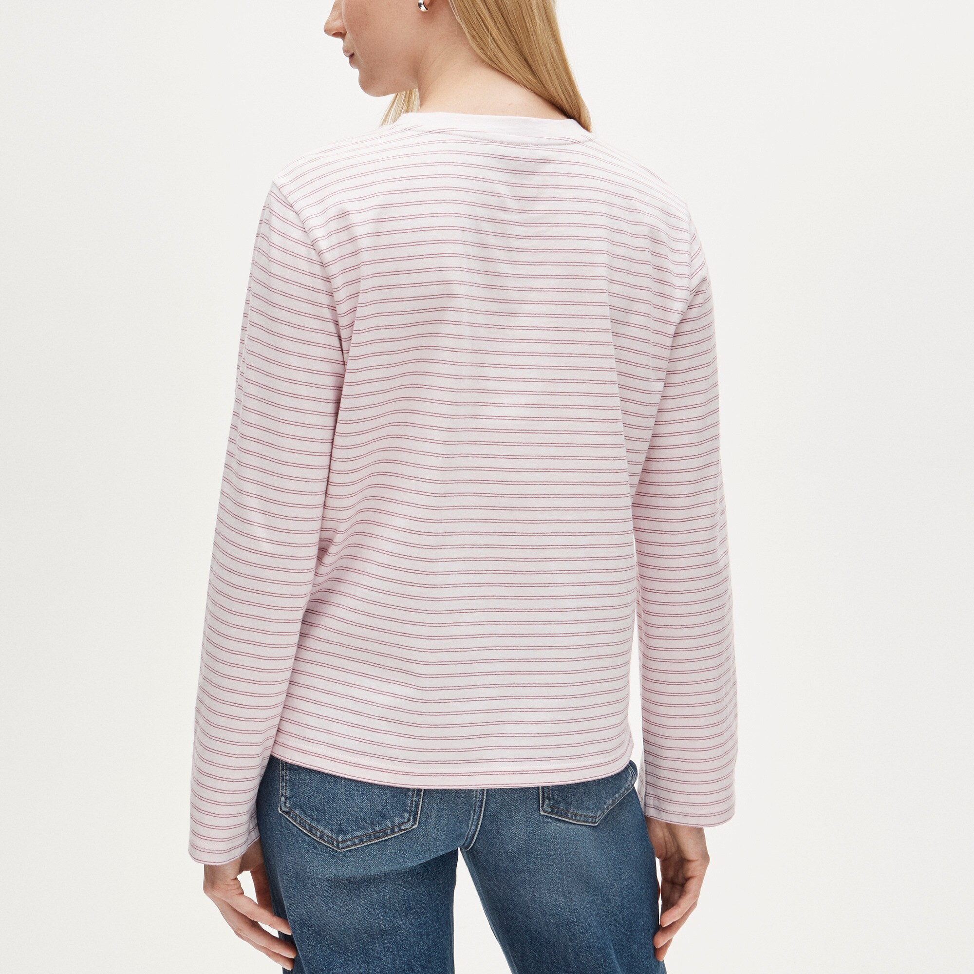 Boyfriend jersey relaxed long-sleeve T-shirt in stripe