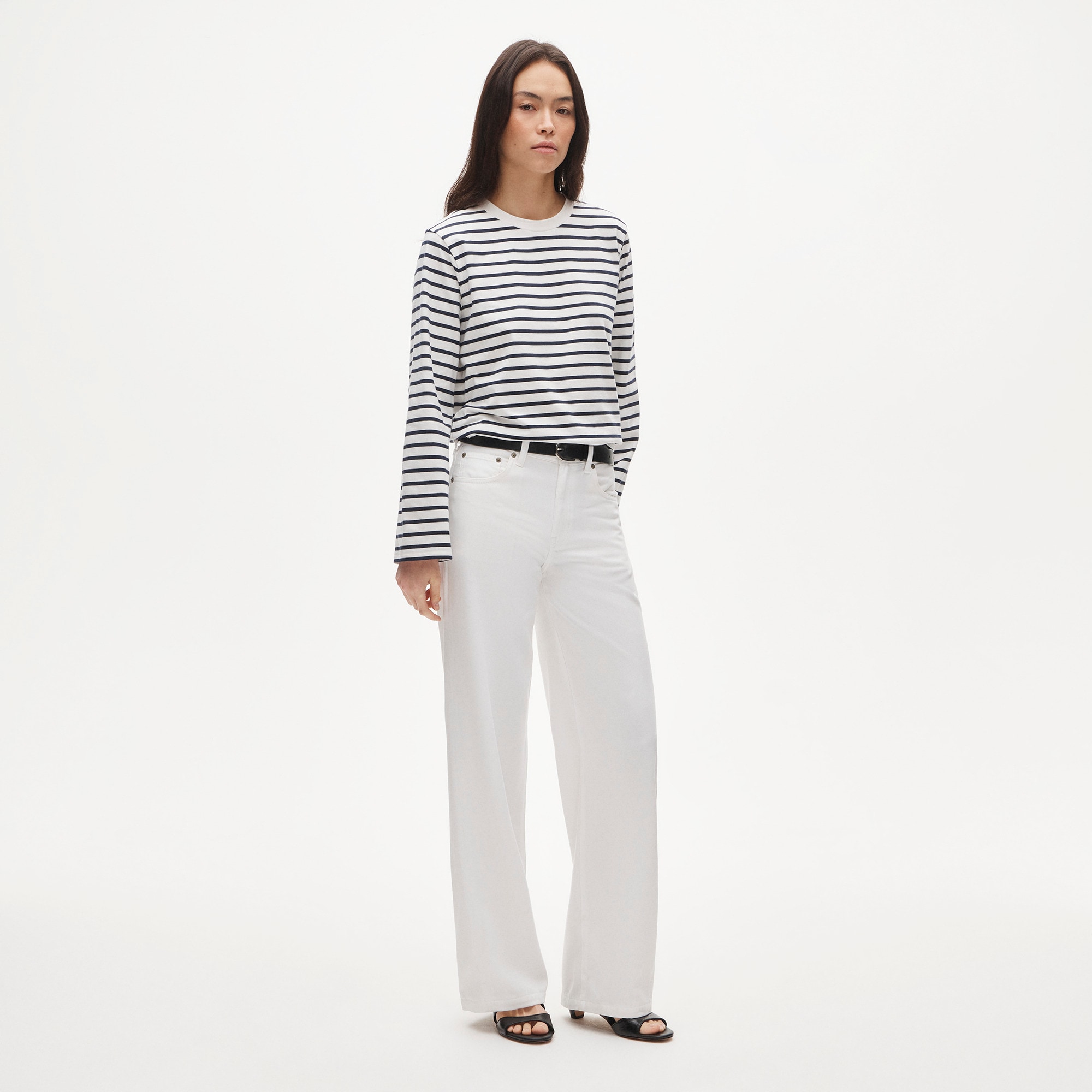 Boyfriend jersey relaxed long-sleeve T-shirt in stripe