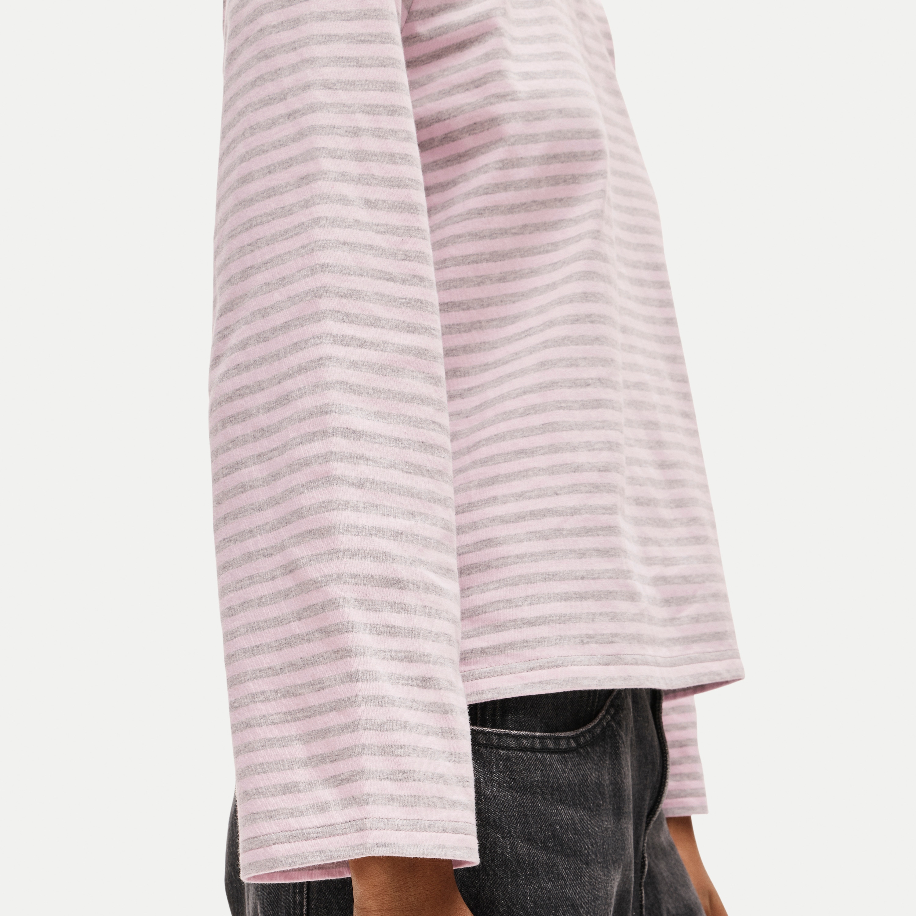 Boyfriend jersey relaxed long-sleeve T-shirt in stripe