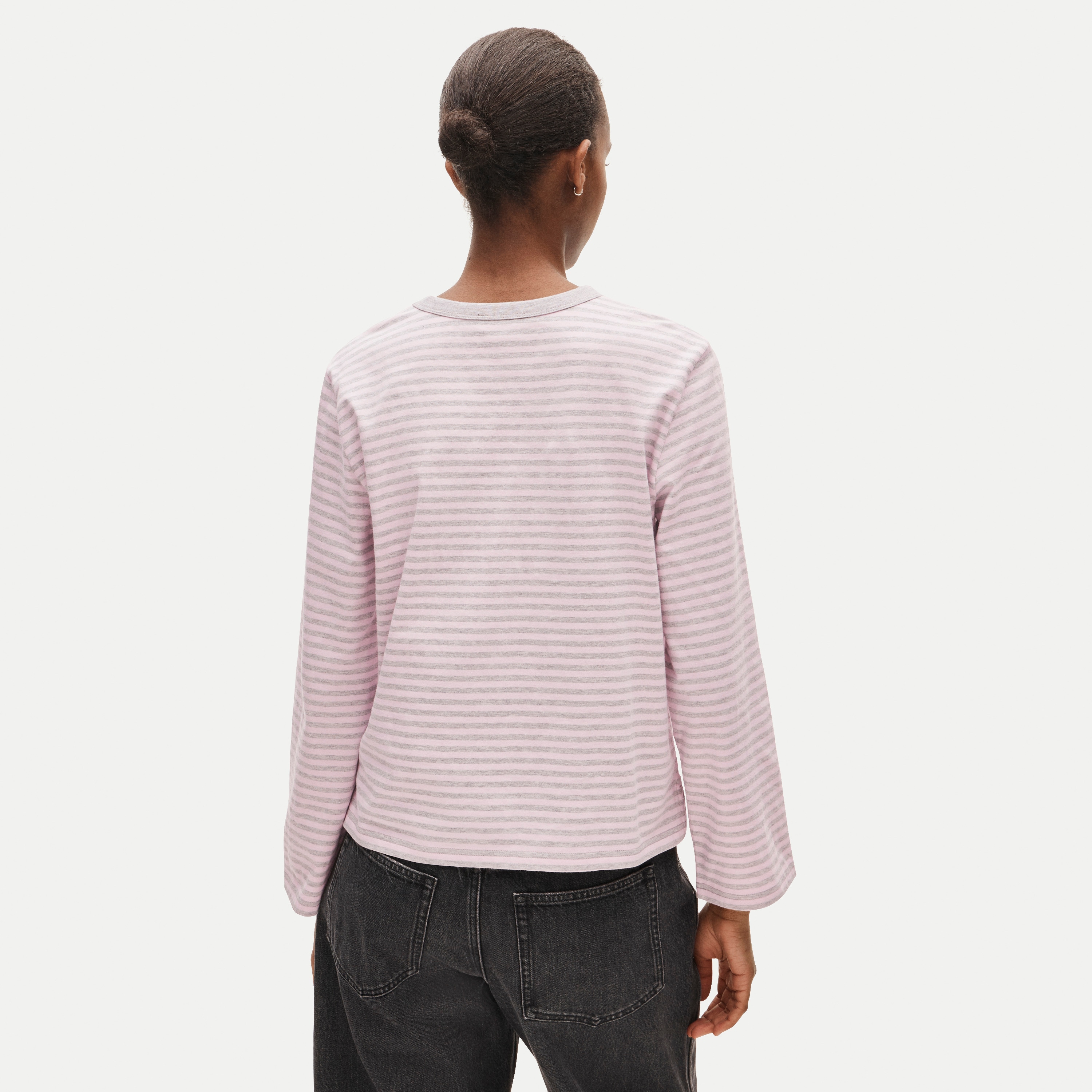 Boyfriend jersey relaxed long-sleeve T-shirt in stripe