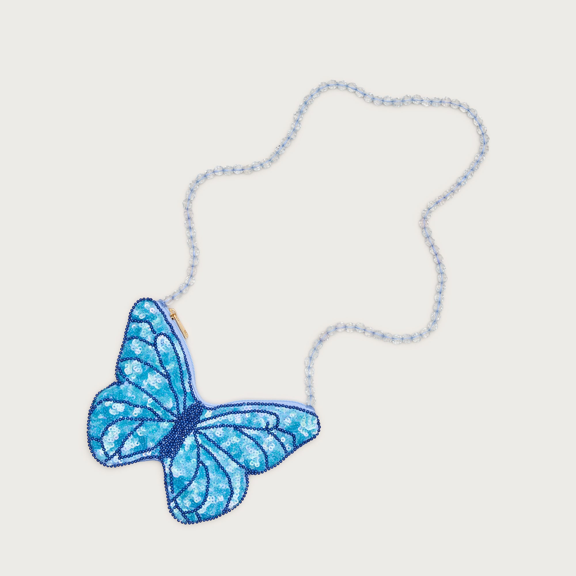 Girls' butterfly handbeaded crossbody pouch