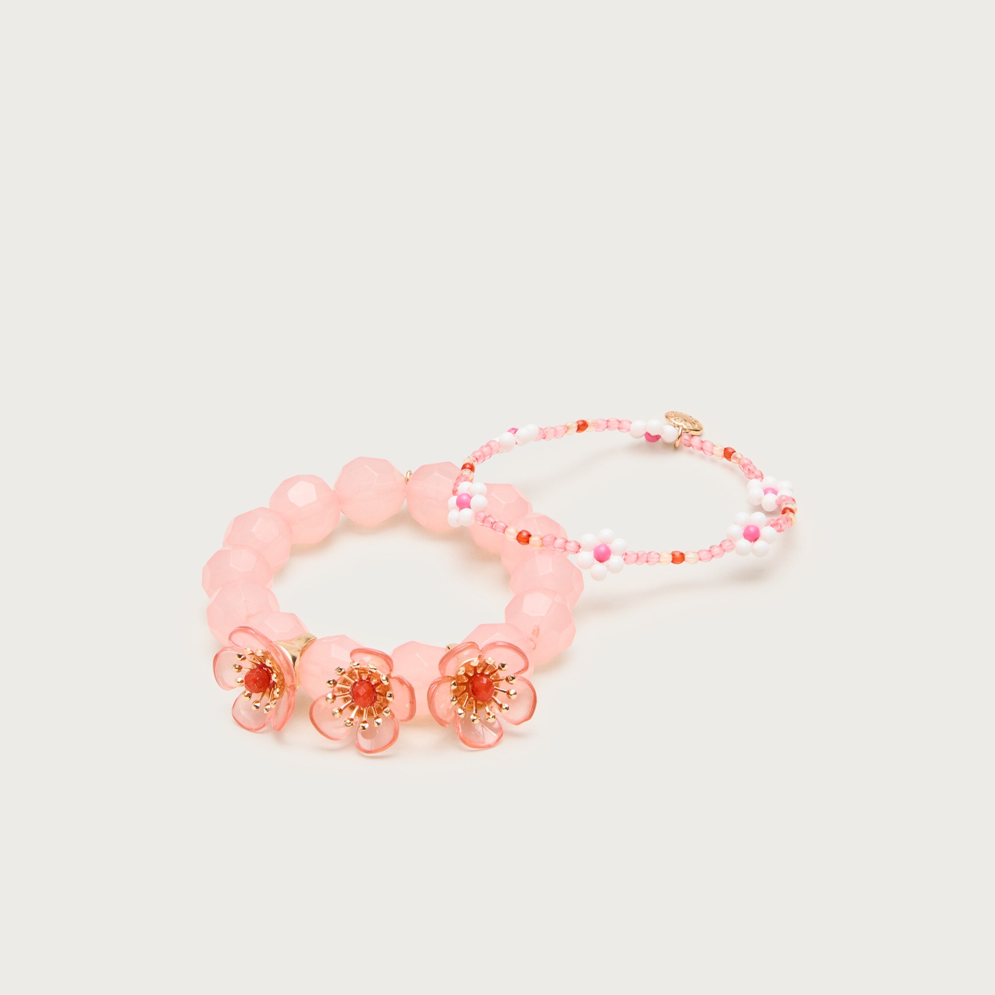 Girls' beaded flower bracelets set-of-two