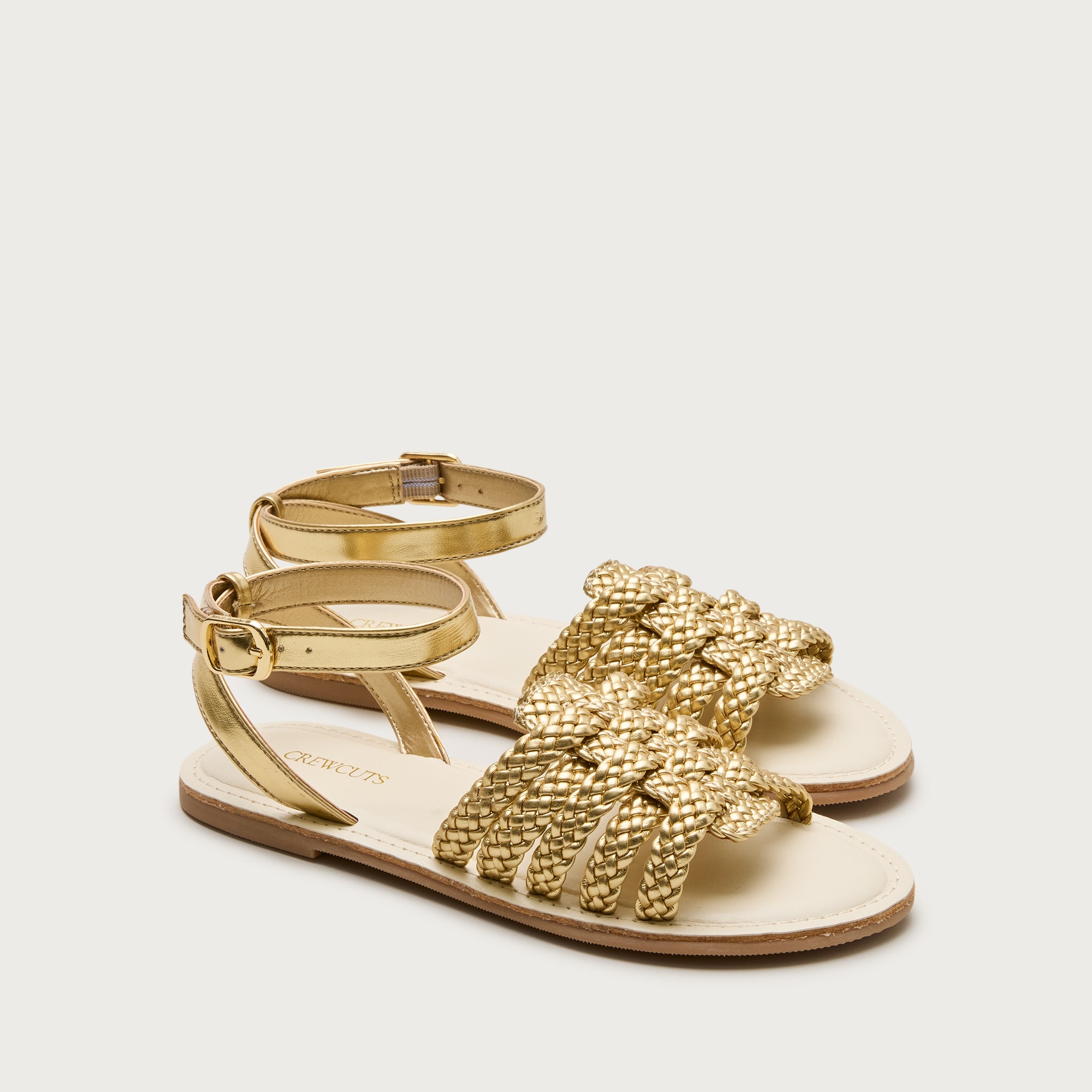 girls' basketweave sandals in metallic for girls