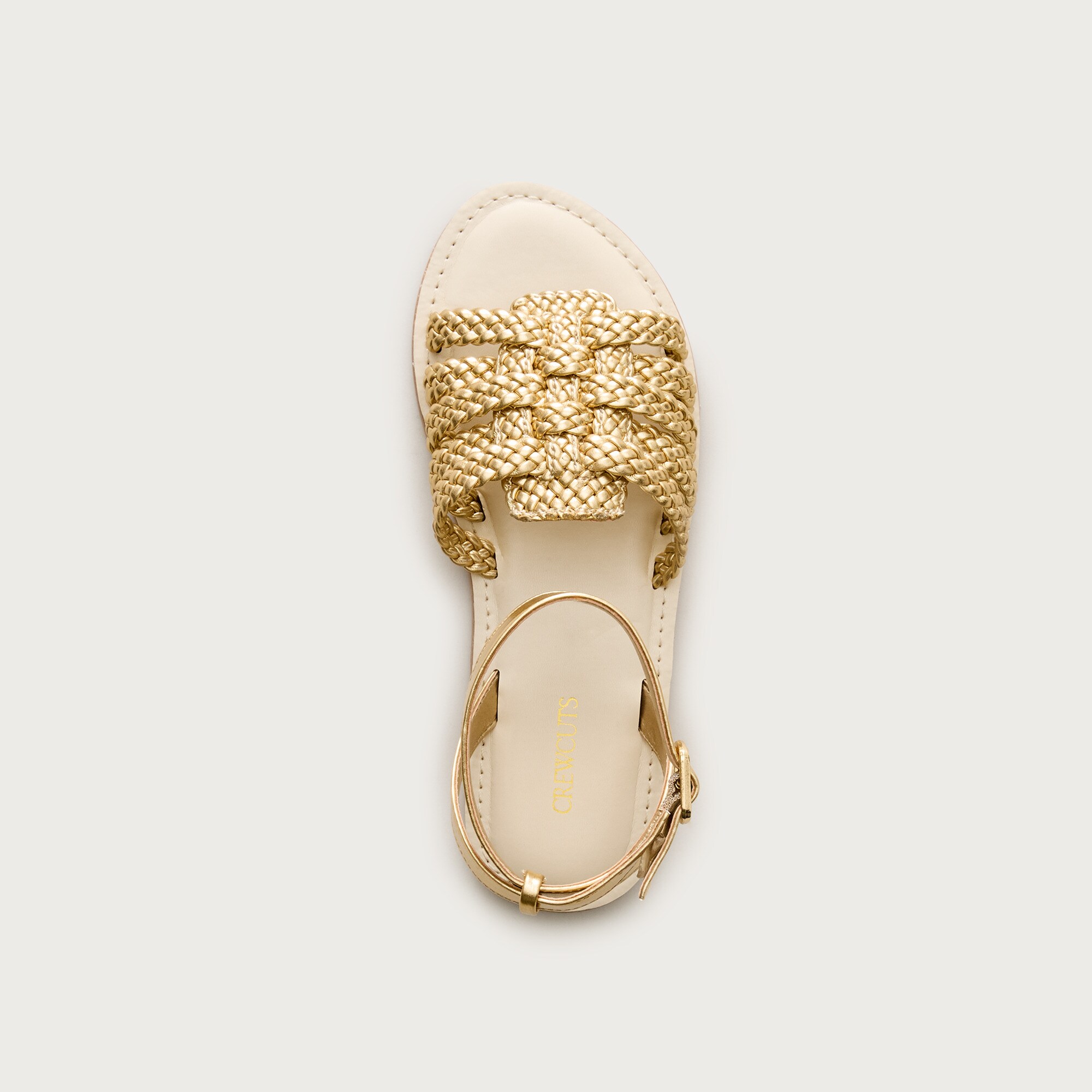 Girls' basketweave sandals in metallic