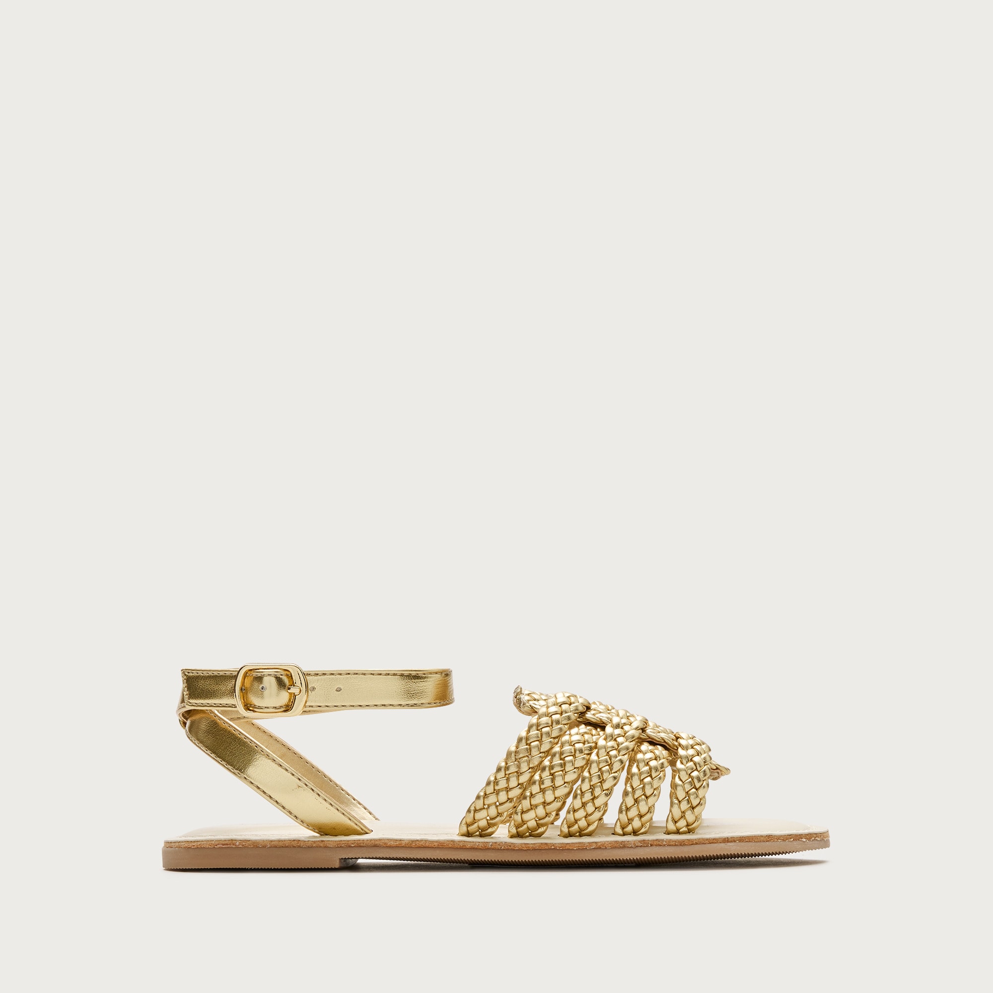 Girls' basketweave sandals in metallic