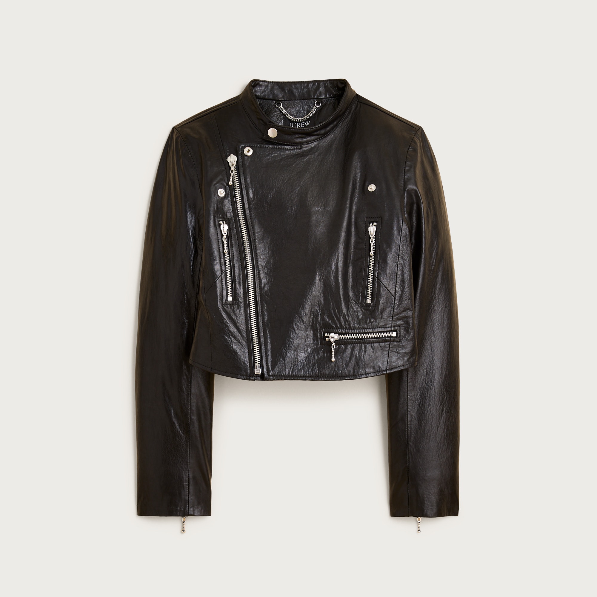 Collection shrunken leather moto jacket