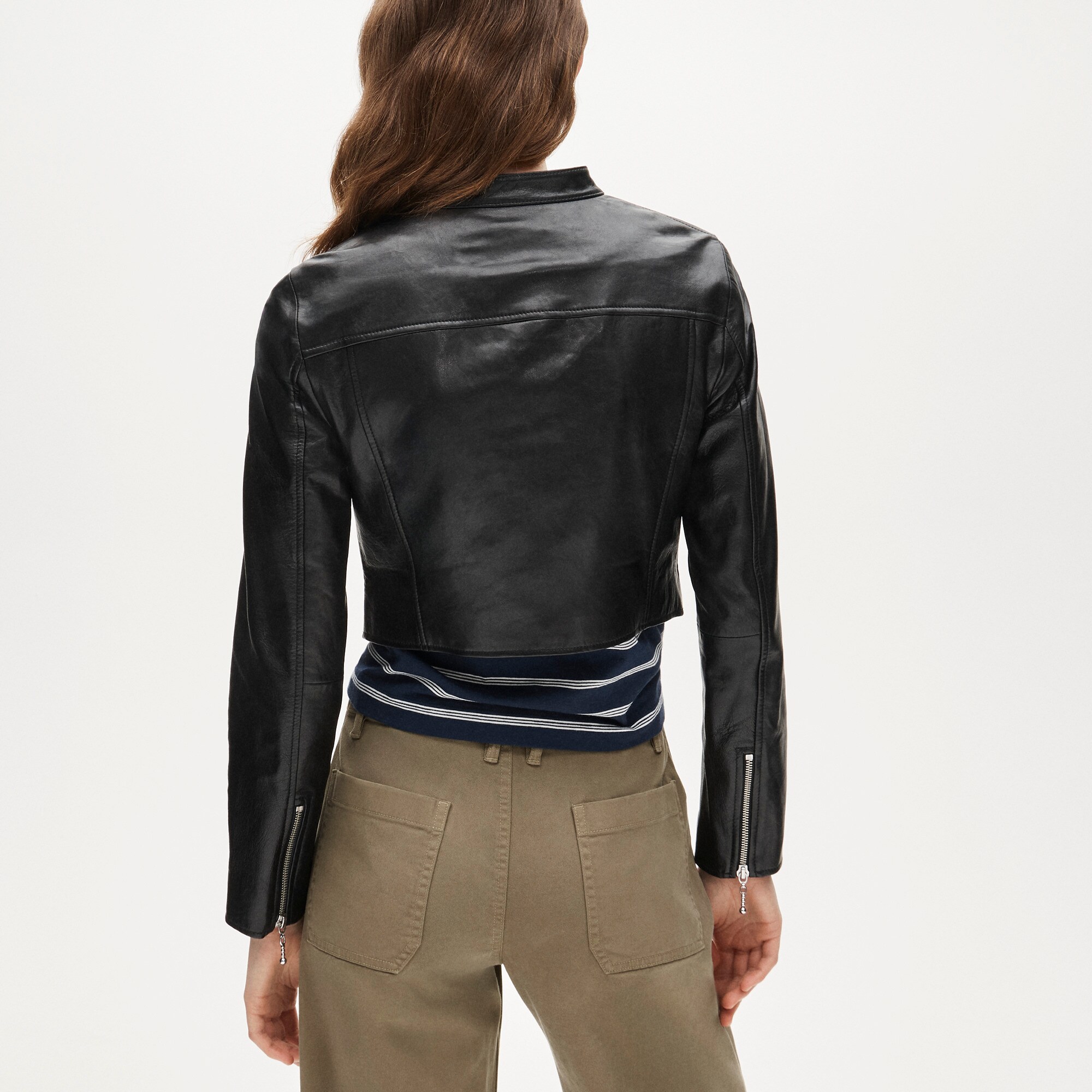 Collection shrunken leather moto jacket
