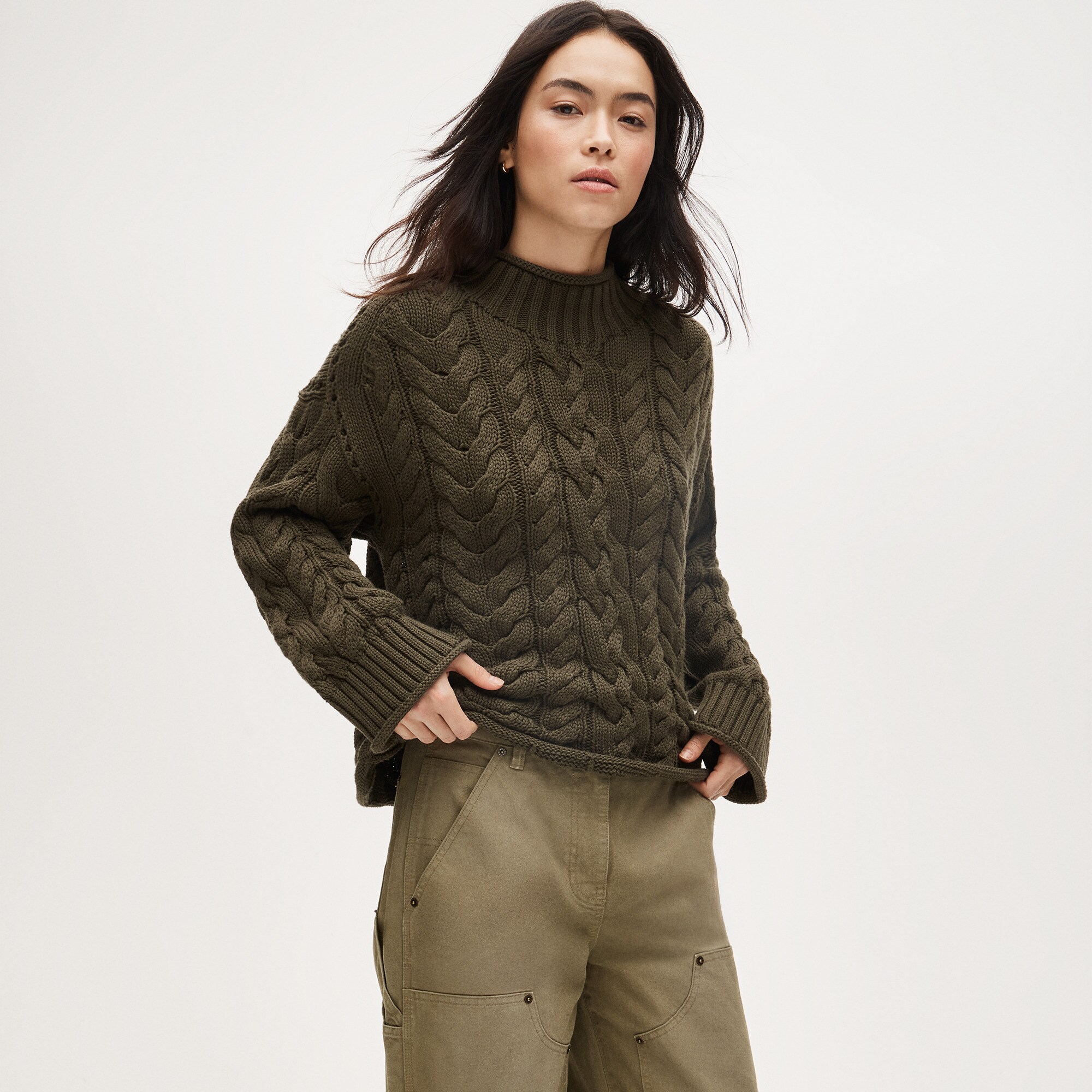 womens 2025 Rollneck&trade; cable-knit sweater