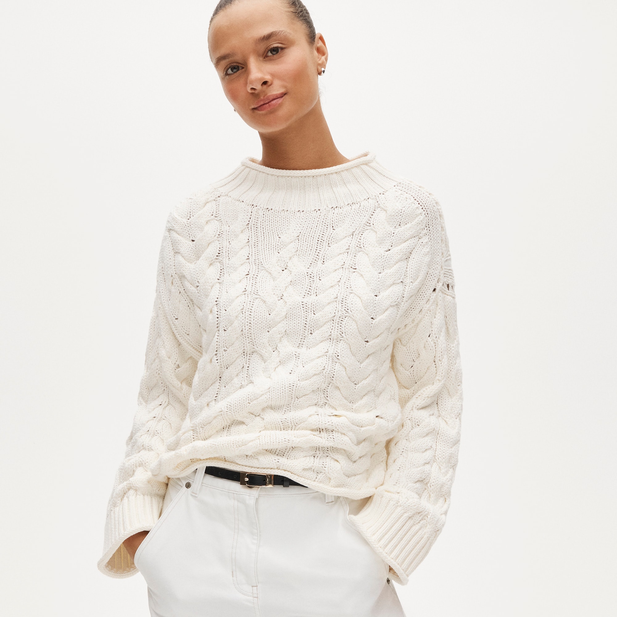 womens 2025 Rollneck&trade; cable-knit sweater