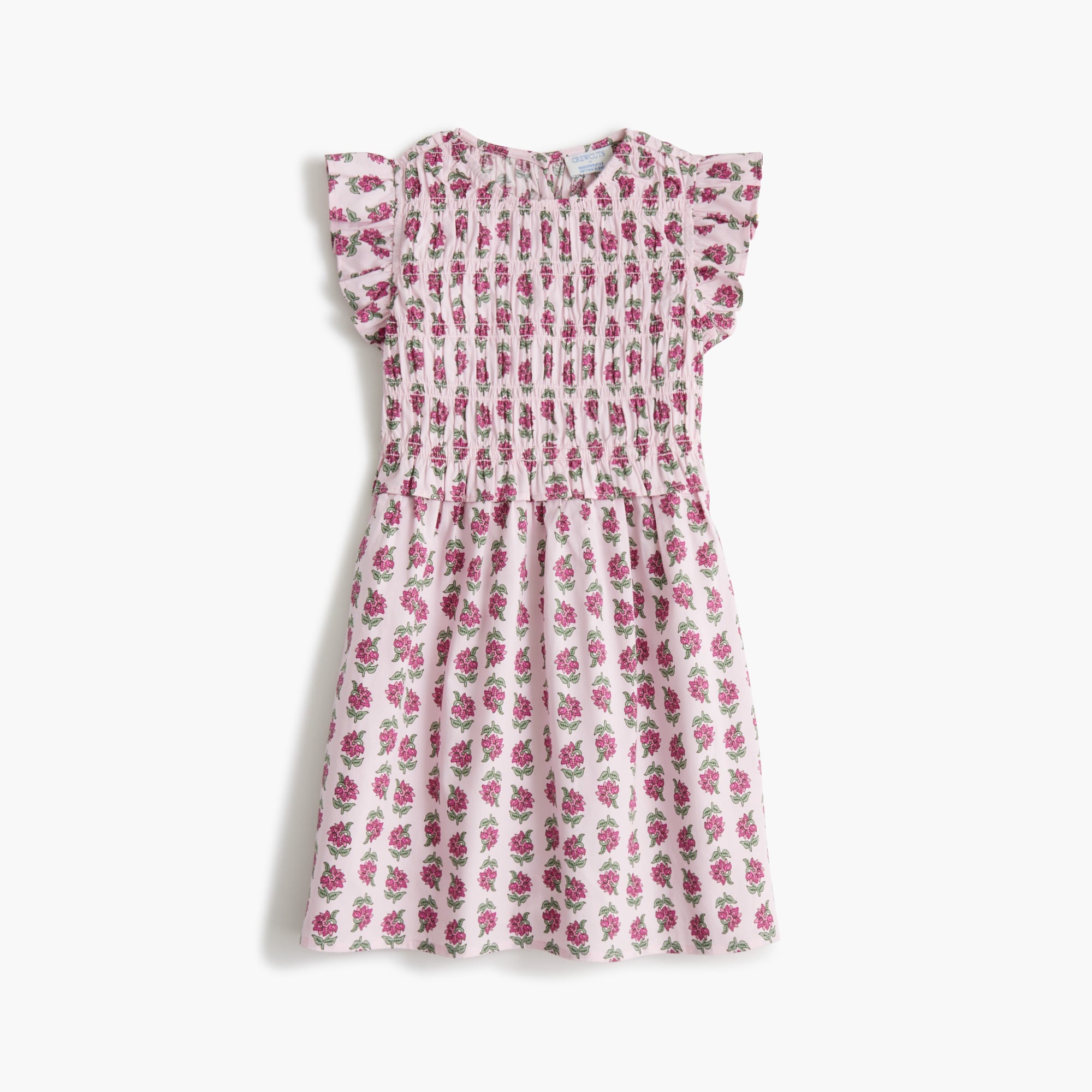 girls' block-print smocked dress for girls