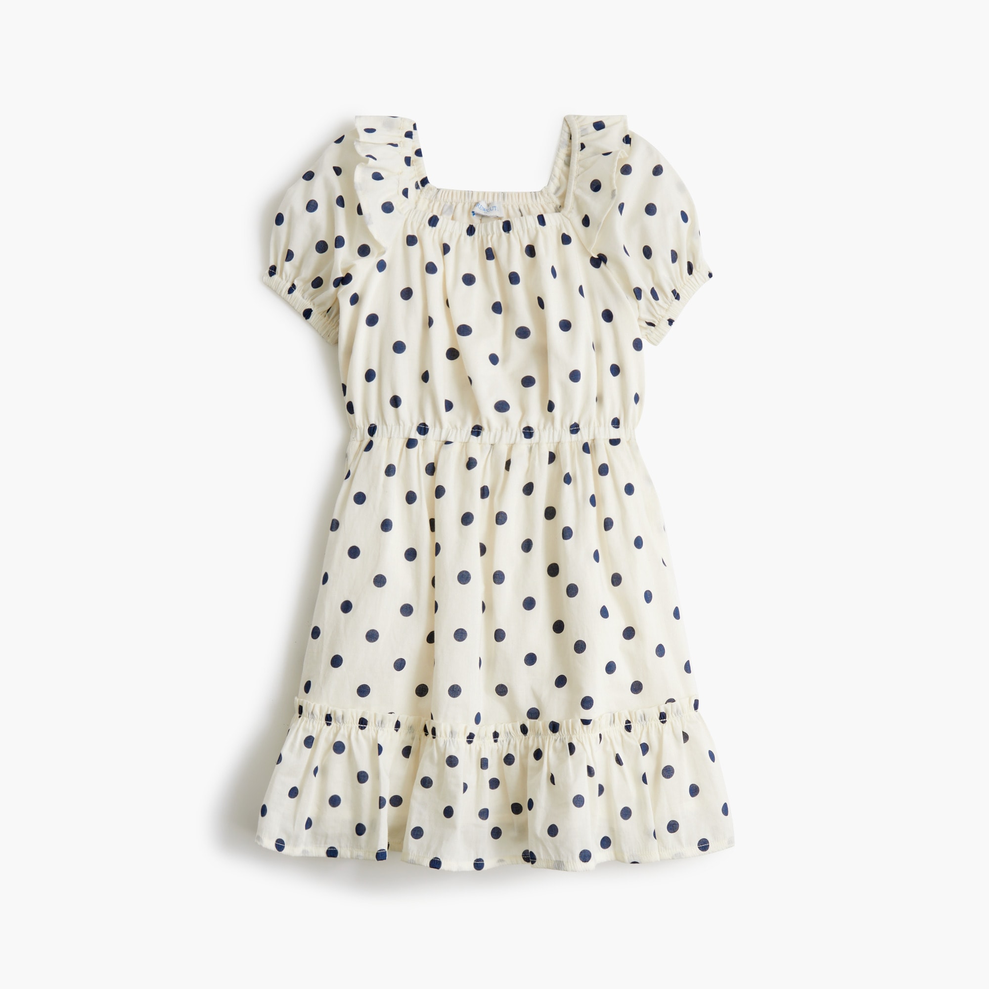  Girls' polka-dot squareneck dress