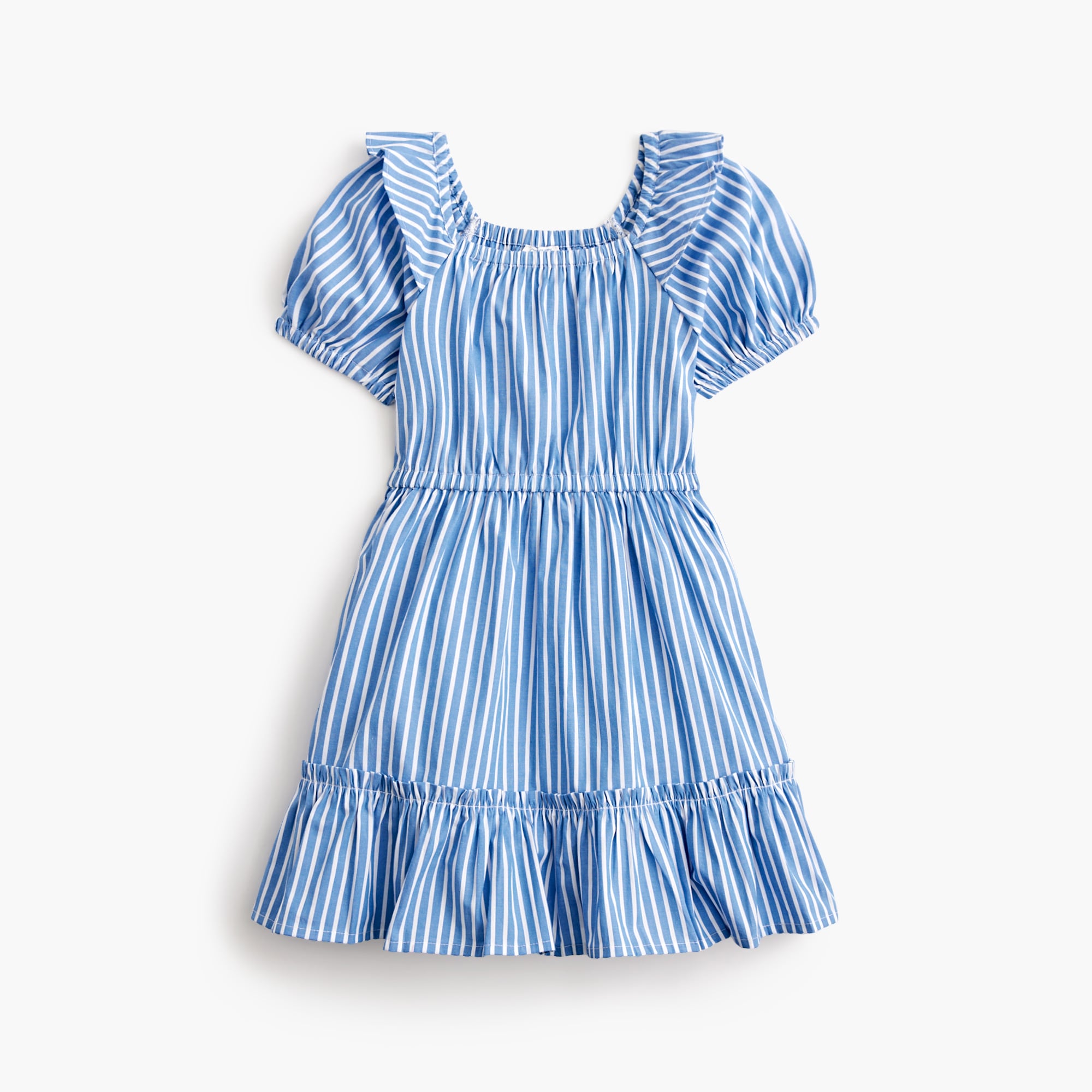 Girls' banker-stripe squareneck dress