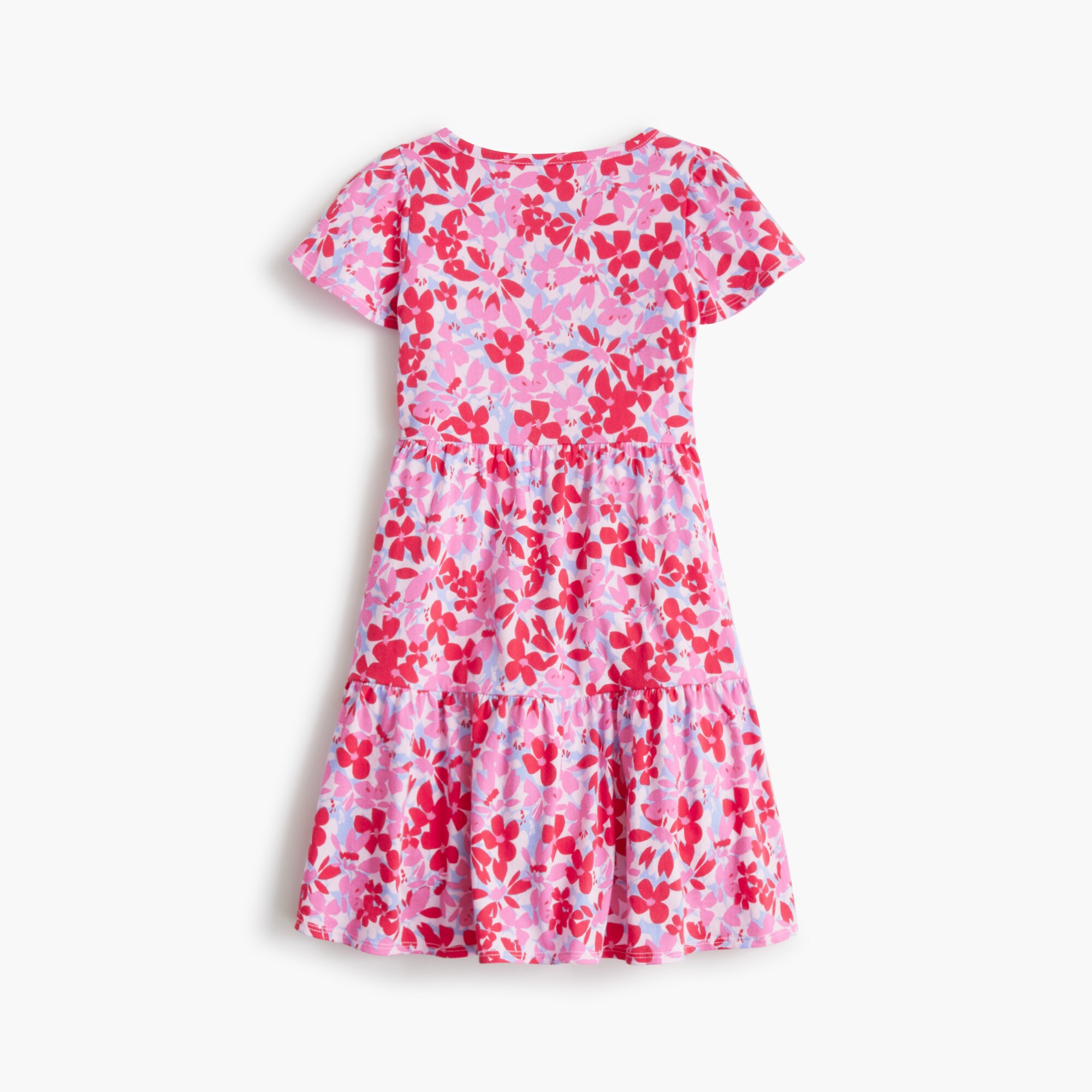 Girls' floral flutter-sleeve knit dress