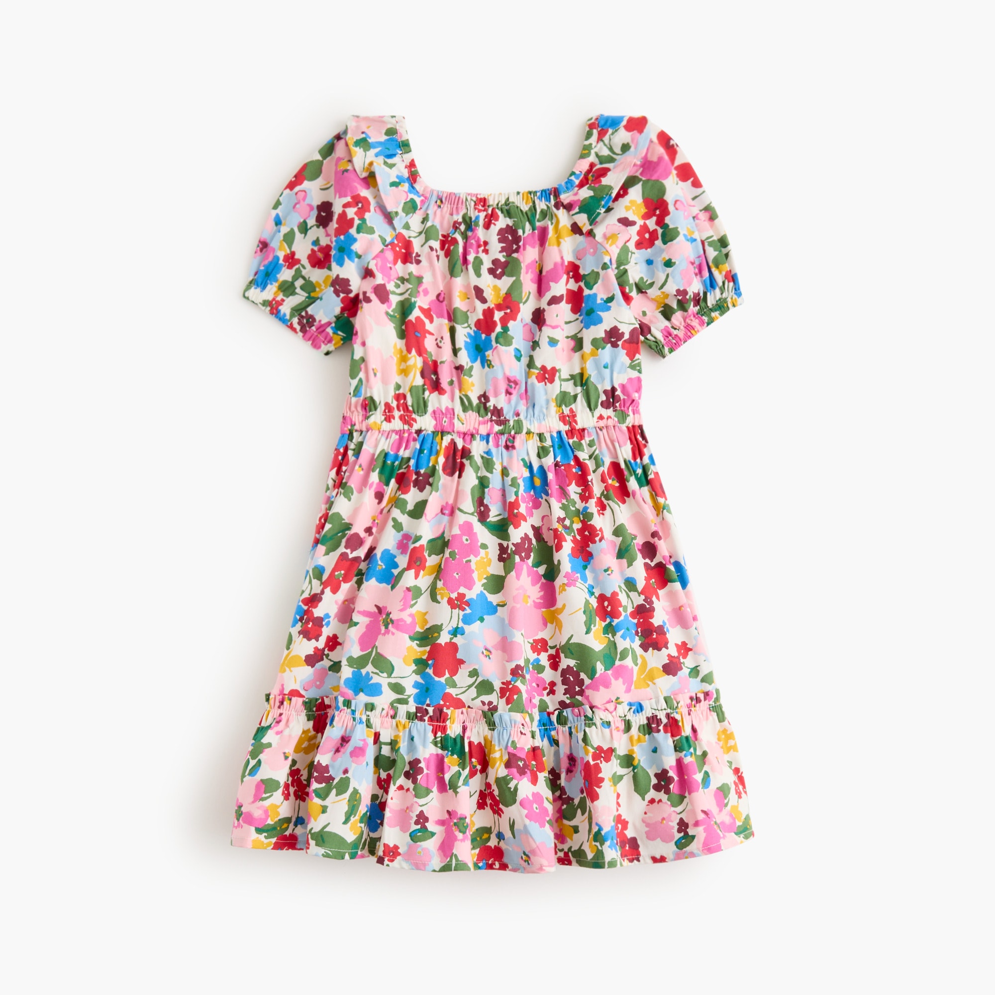 Girls' floral squareneck dress