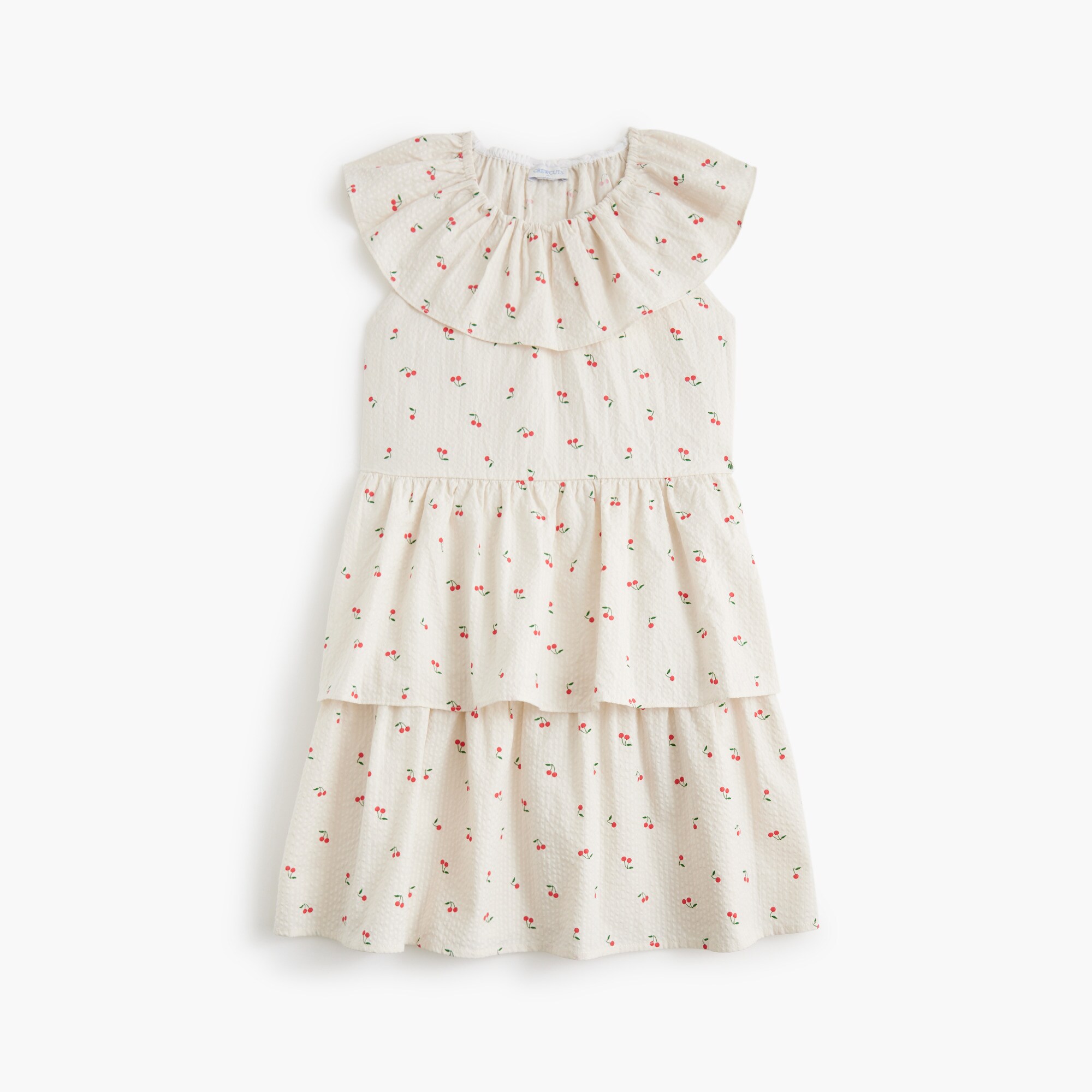 girls' seersucker tiered cherry dress for girls