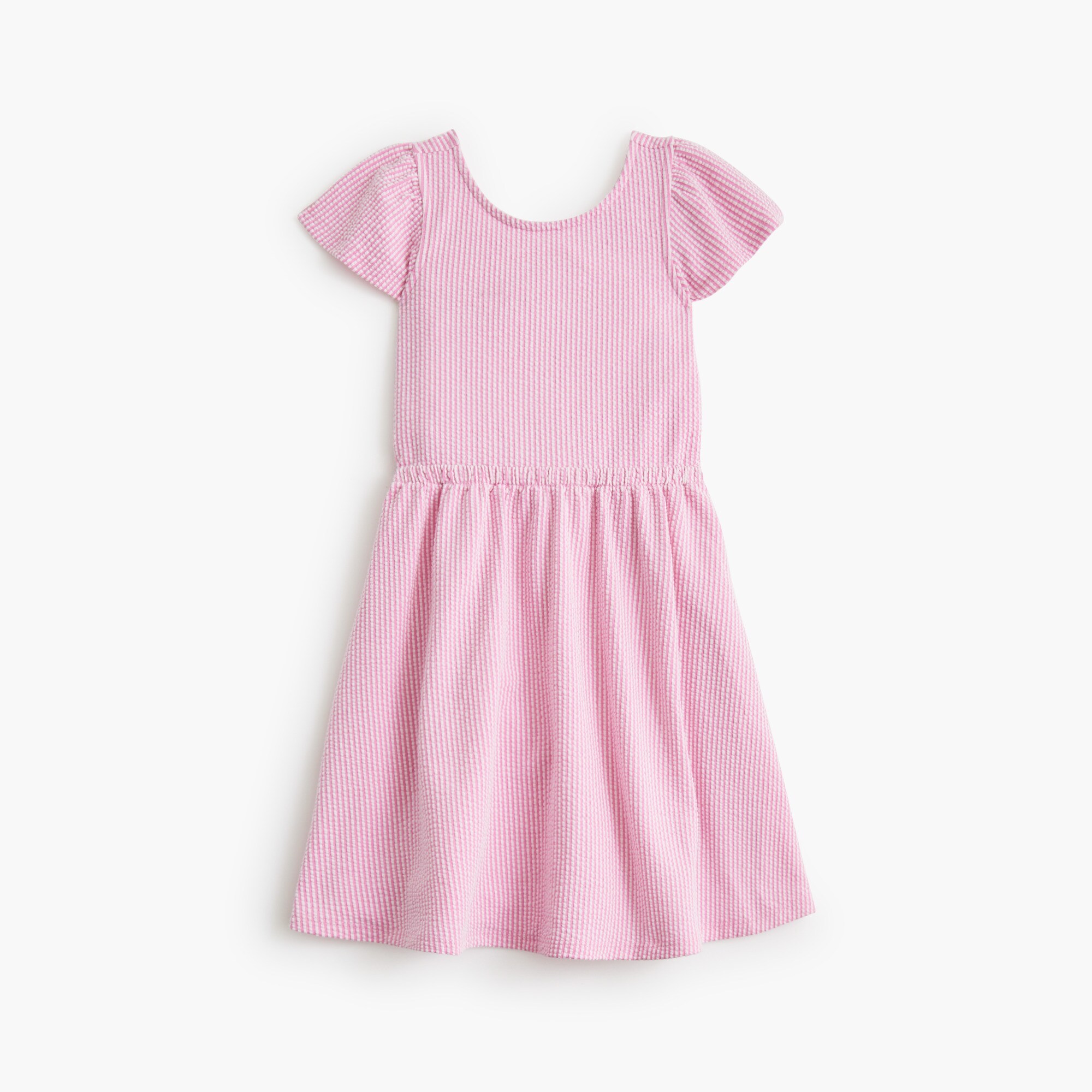  Girls' seersucker bow-back dress