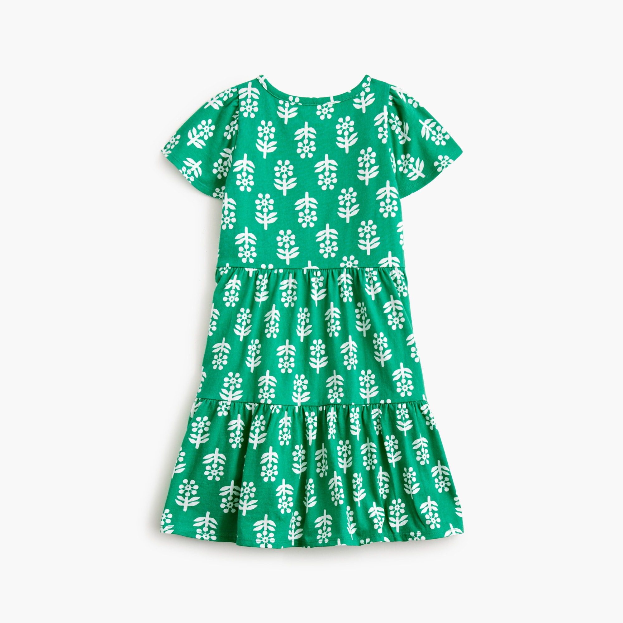 Girls' block-print flutter-sleeve dress