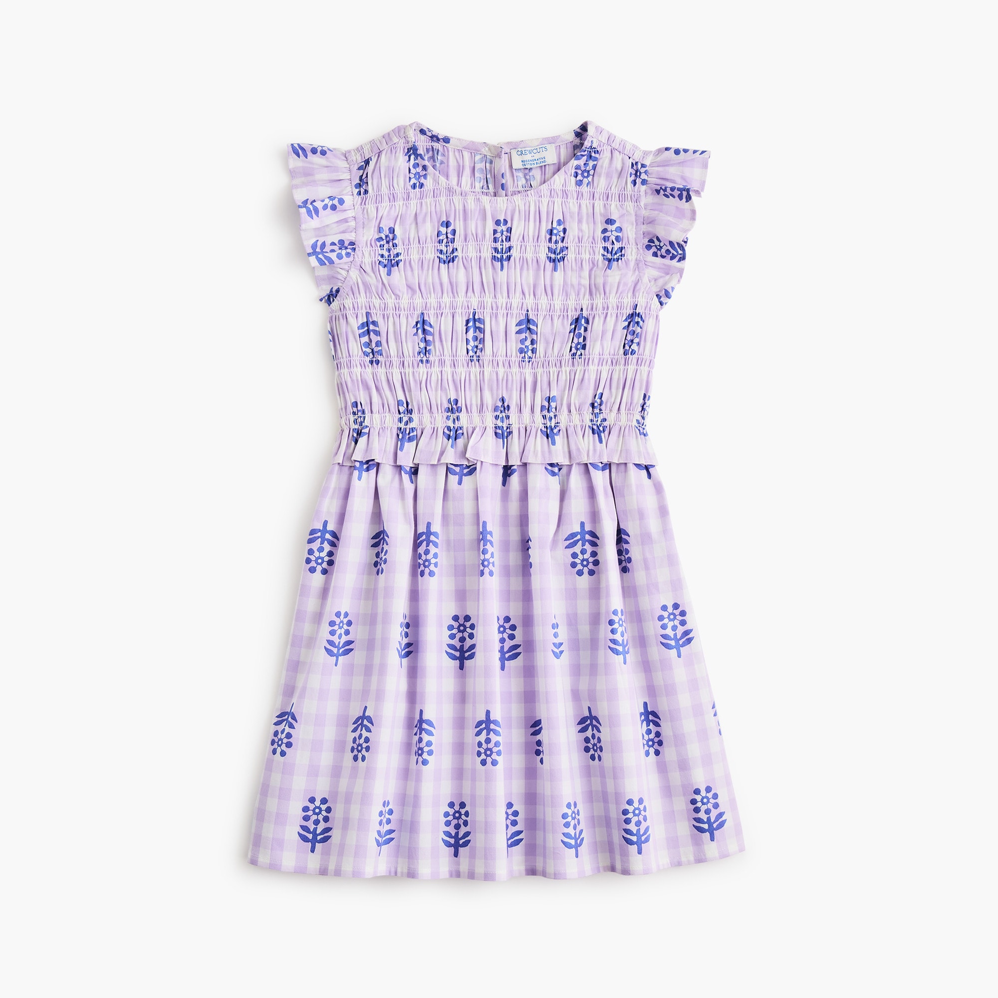 Girls' gingham smocked dress