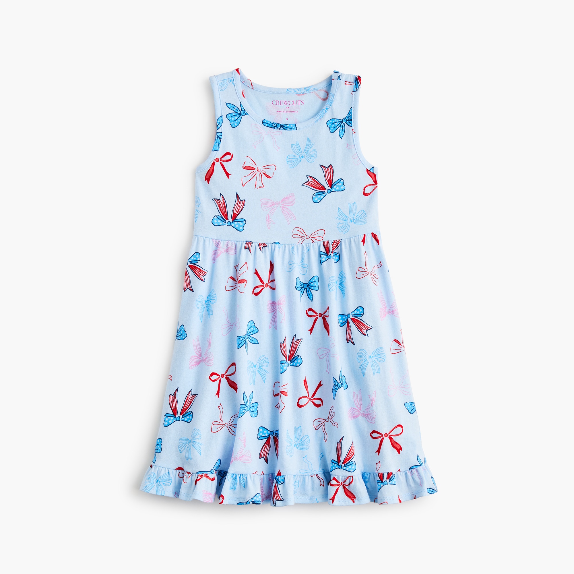 Girls' red, white and blue bows knit tank dress