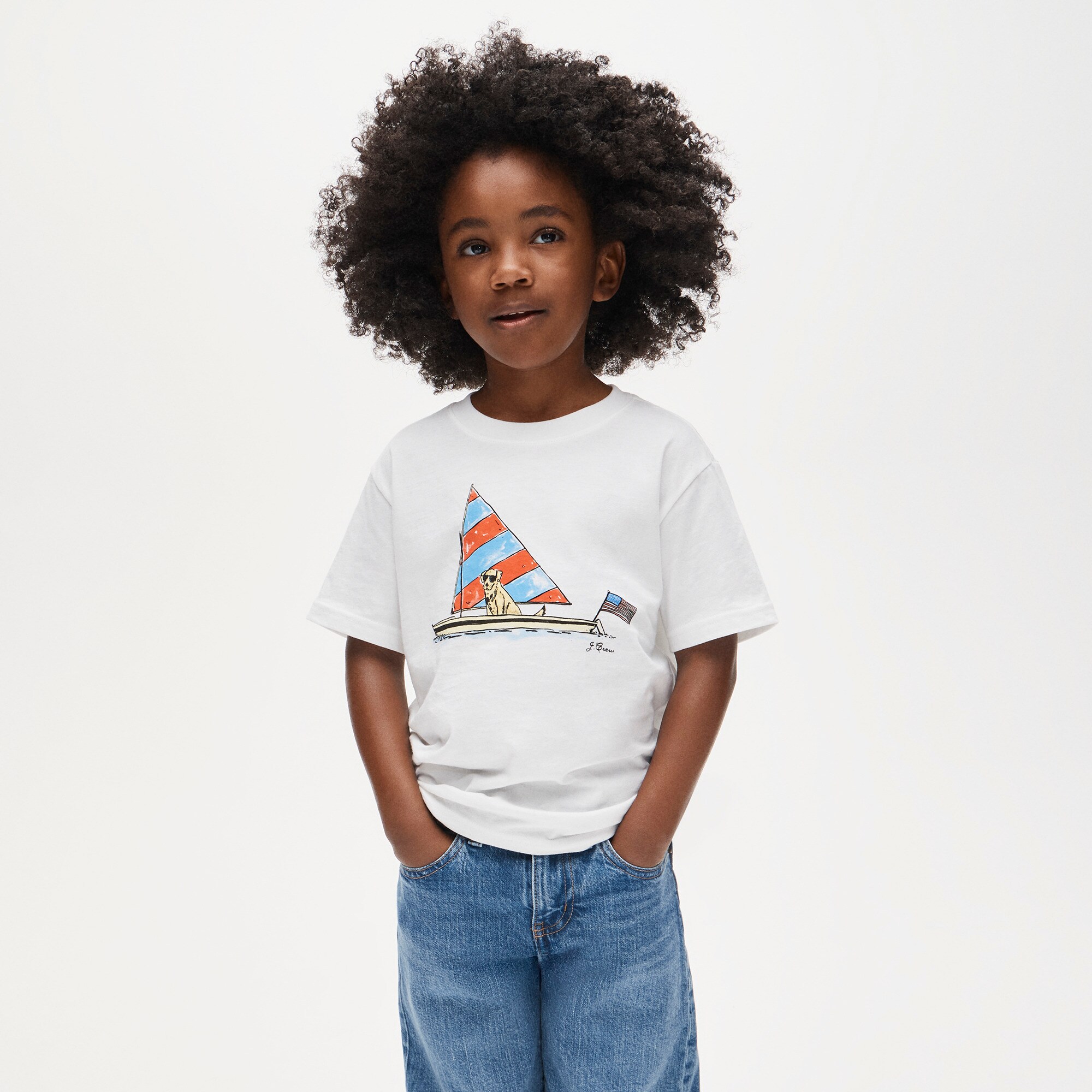 Kids' short-sleeve sailor dog graphic T-shirt