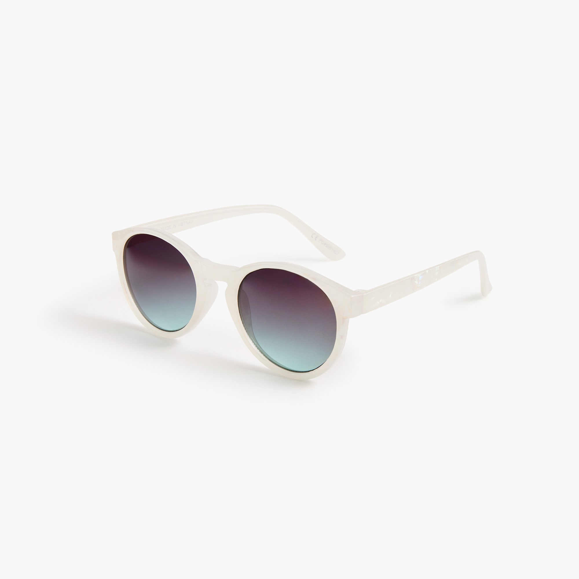 girls Girls' white marbleized round sunglasses