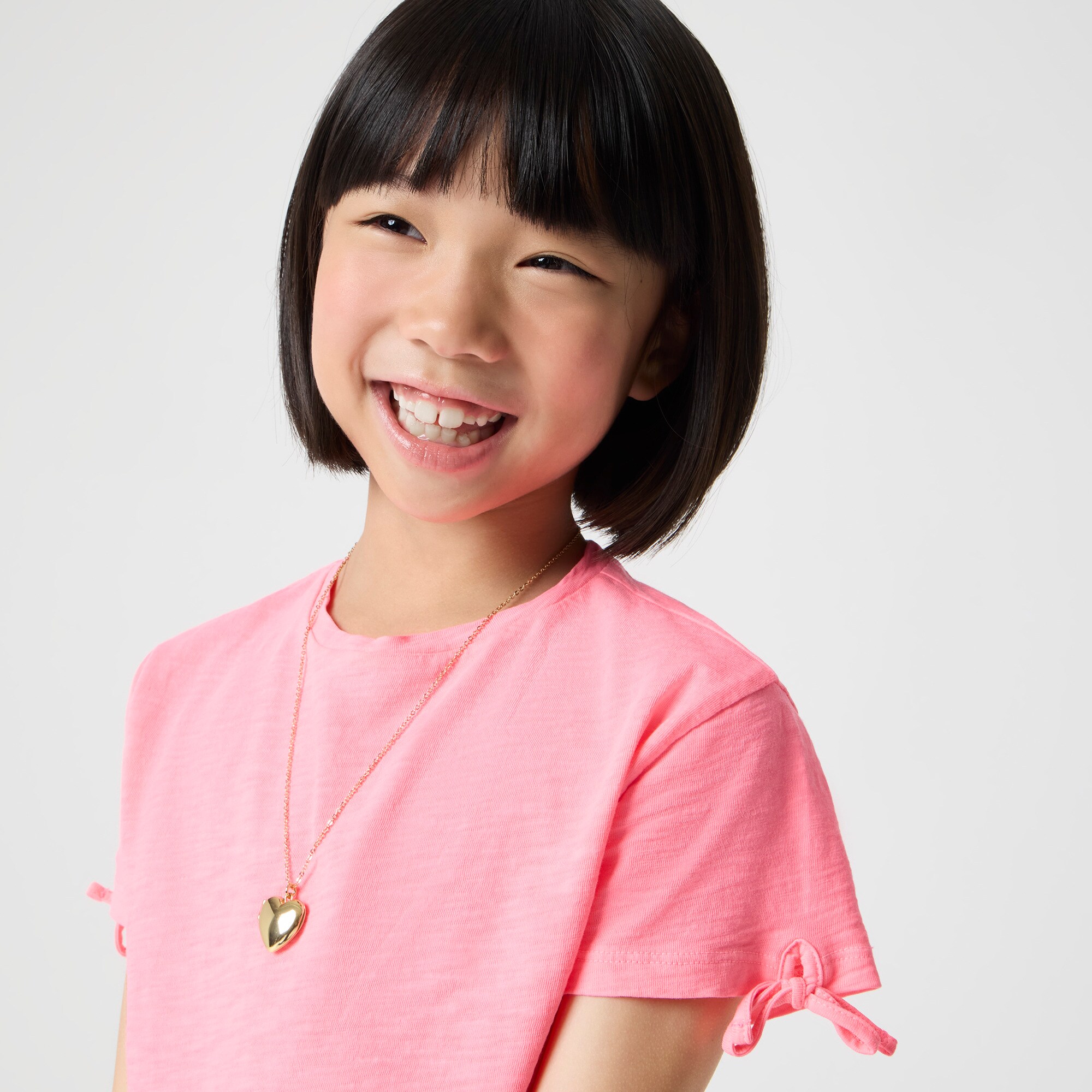 Girls' garment-dyed bow-sleeve tee