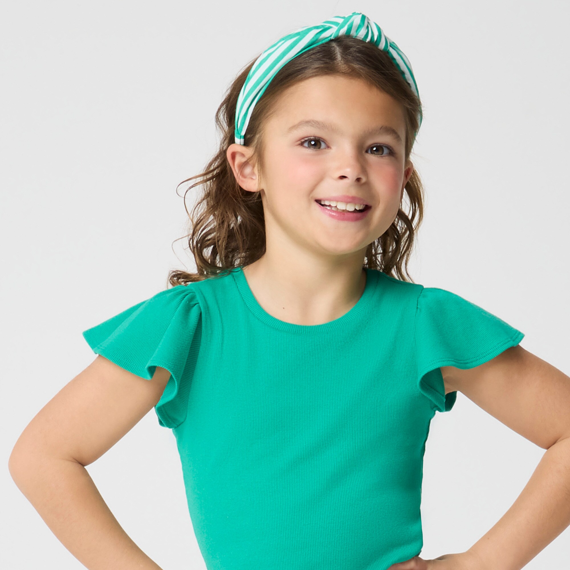 Girls' ribbed flutter-sleeve tee