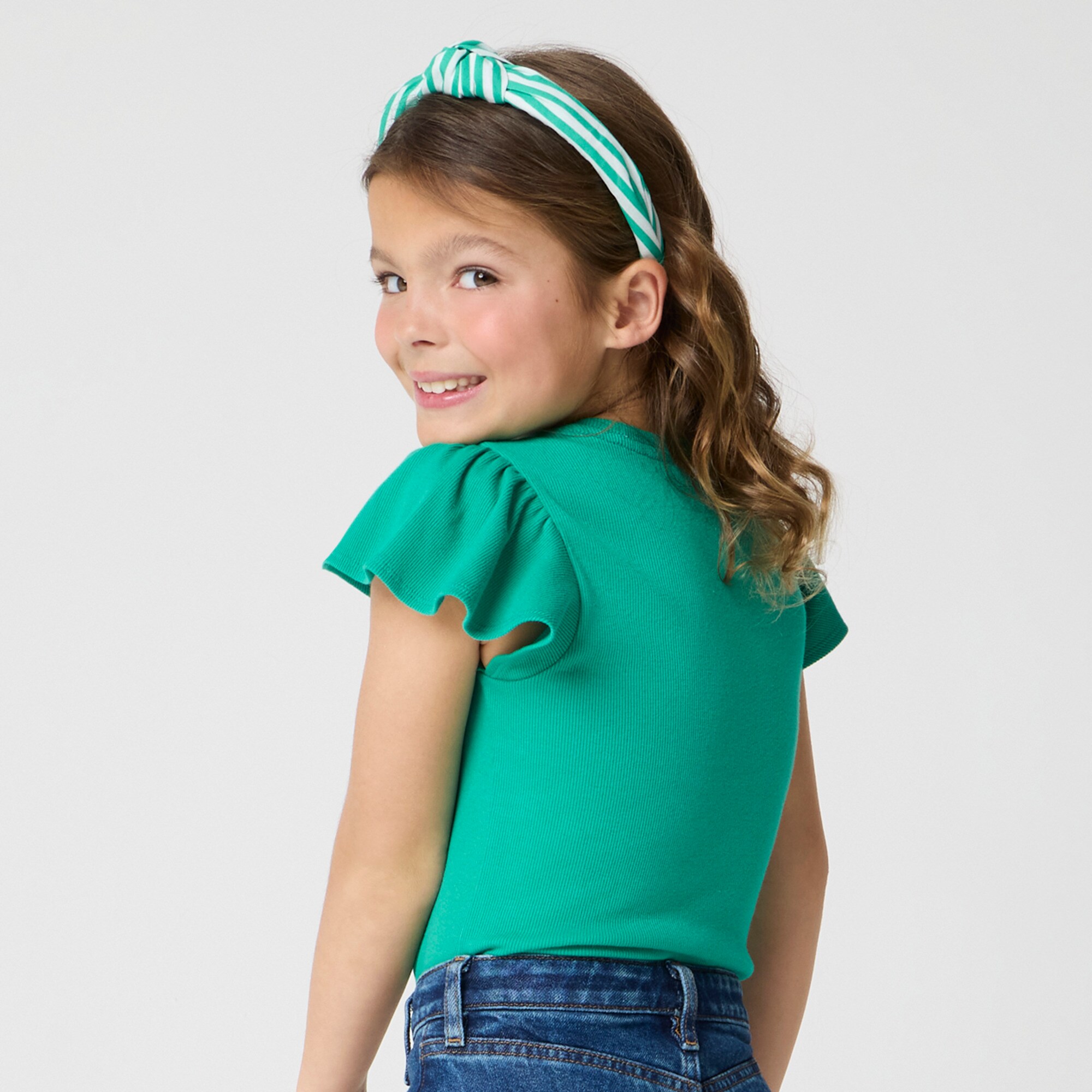 Girls' ribbed flutter-sleeve tee