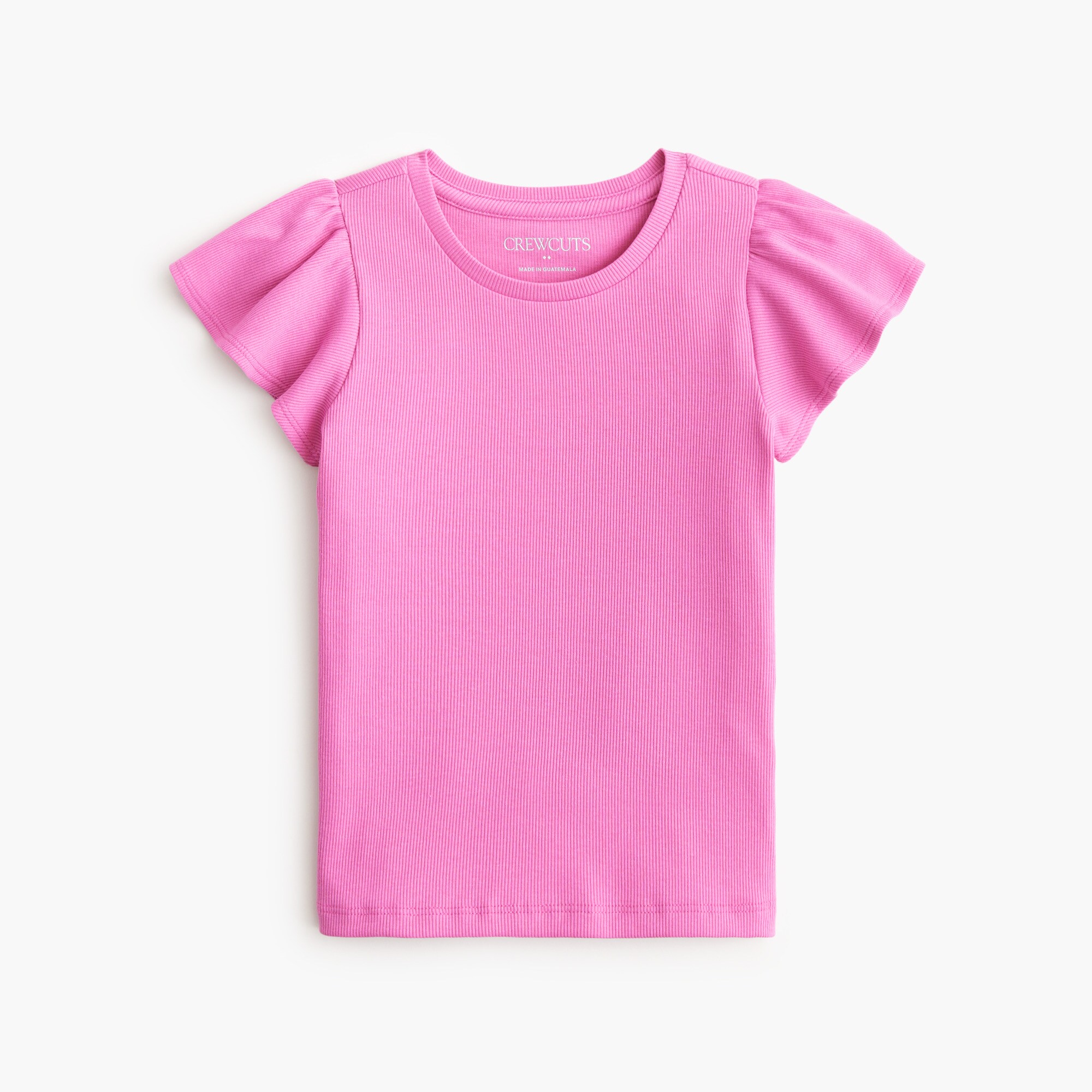 Girls' ribbed flutter-sleeve tee