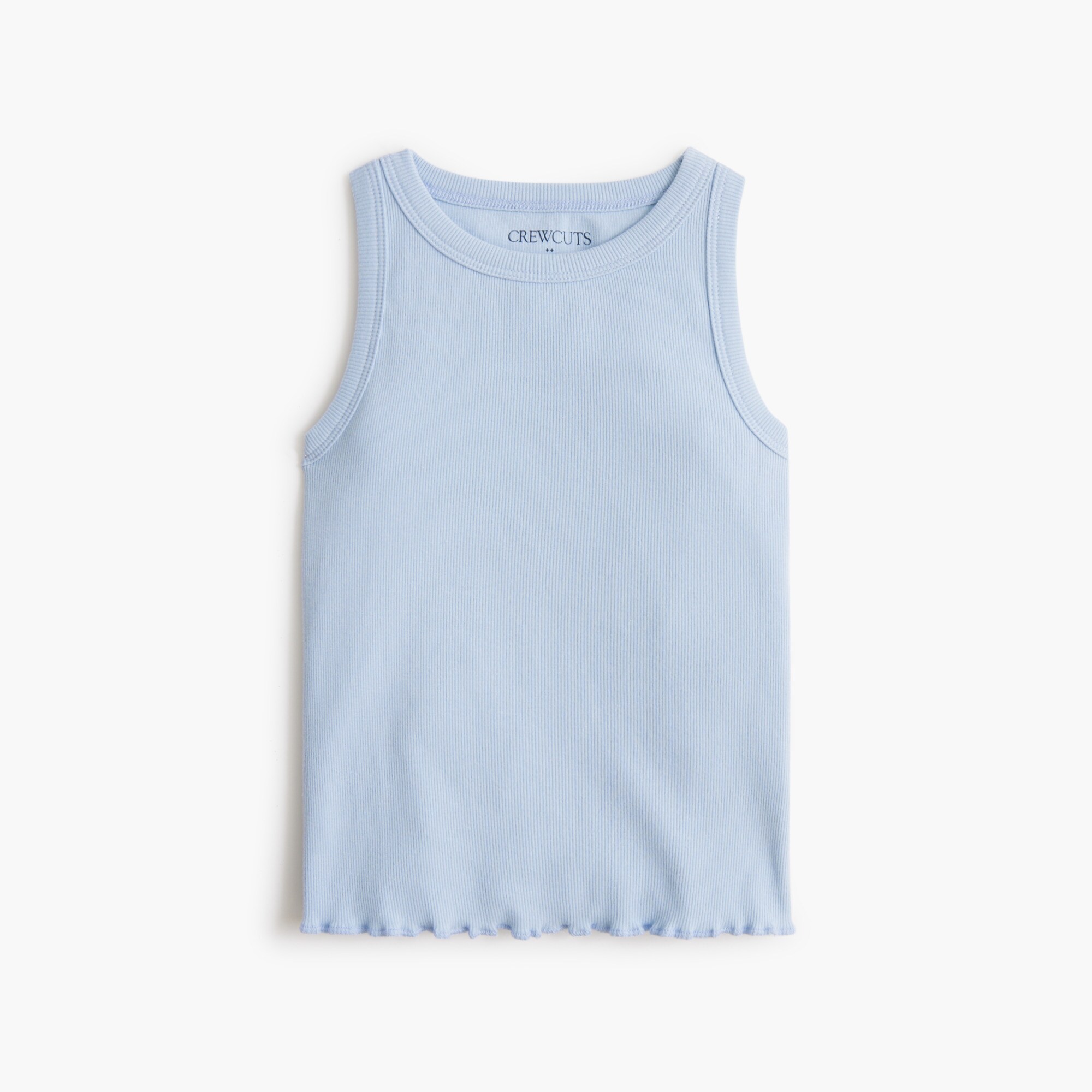 girls' ribbed lettuce-hem tank top for girls