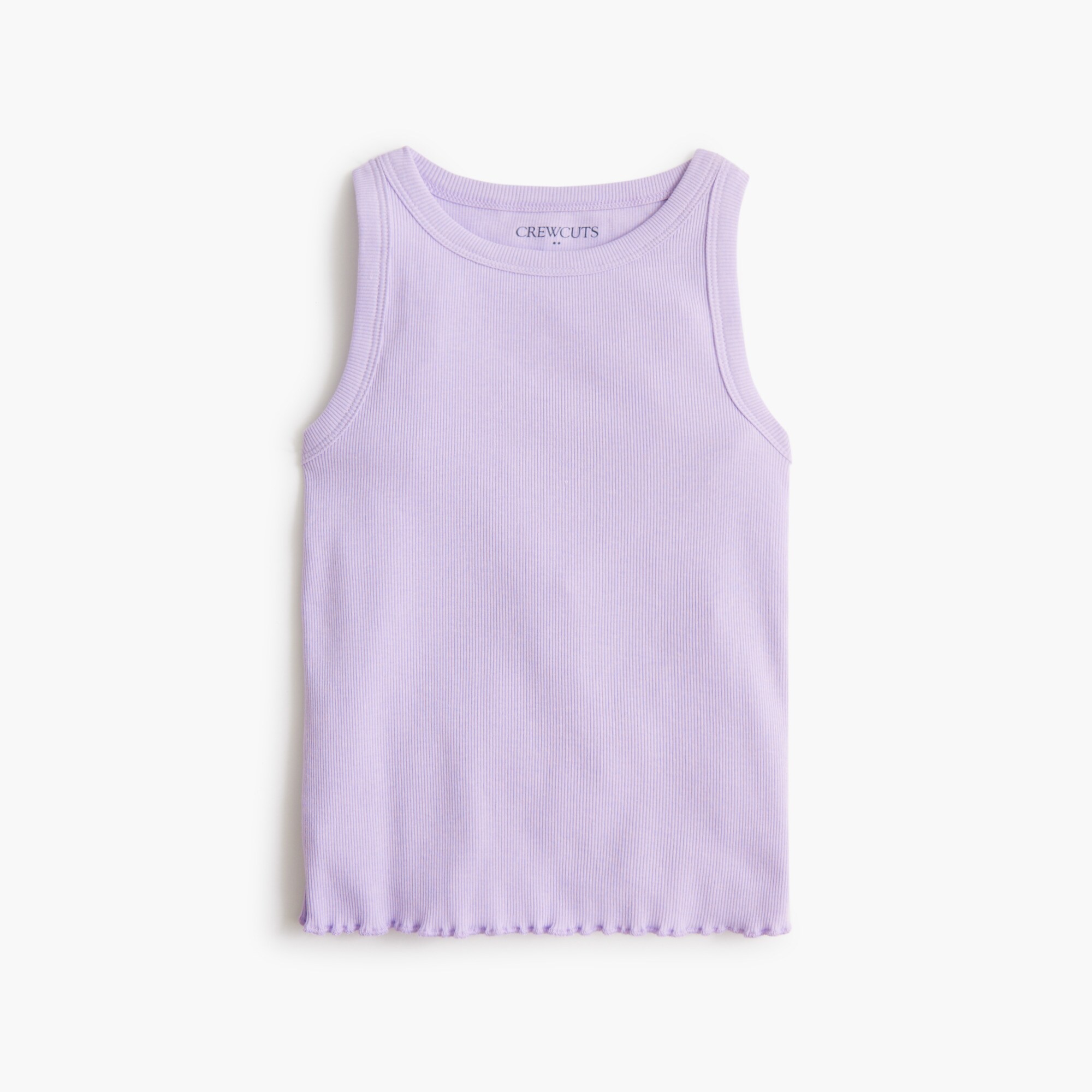 Girls' ribbed lettuce-hem tank top