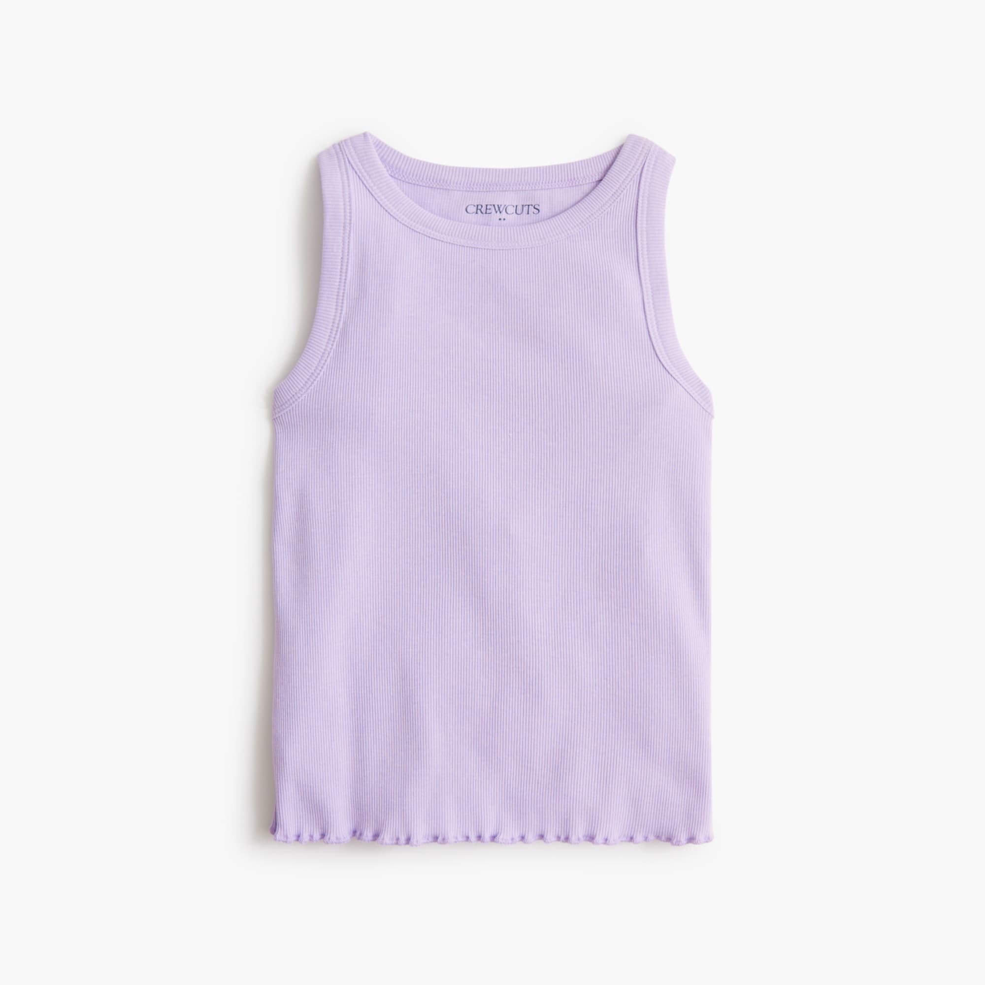girls' ribbed lettuce-hem tank top for girls