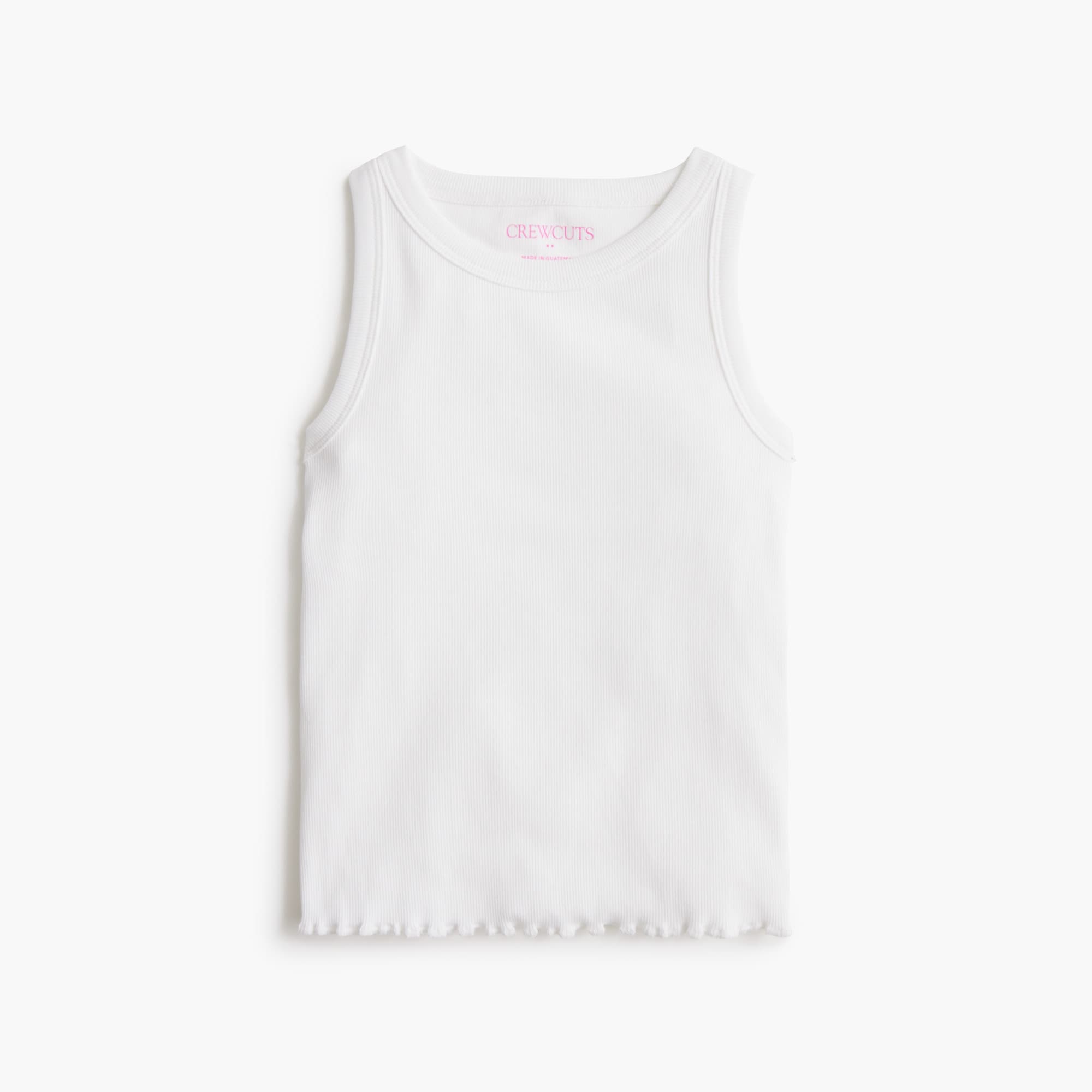  Girls' ribbed lettuce-hem tank top