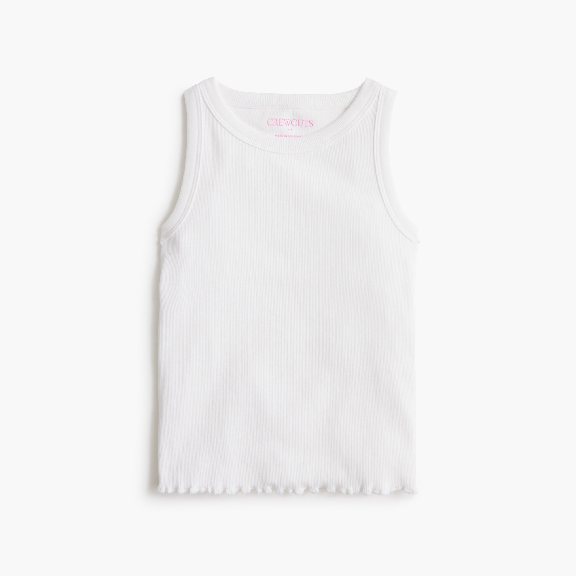 girls' ribbed lettuce-hem tank top for girls